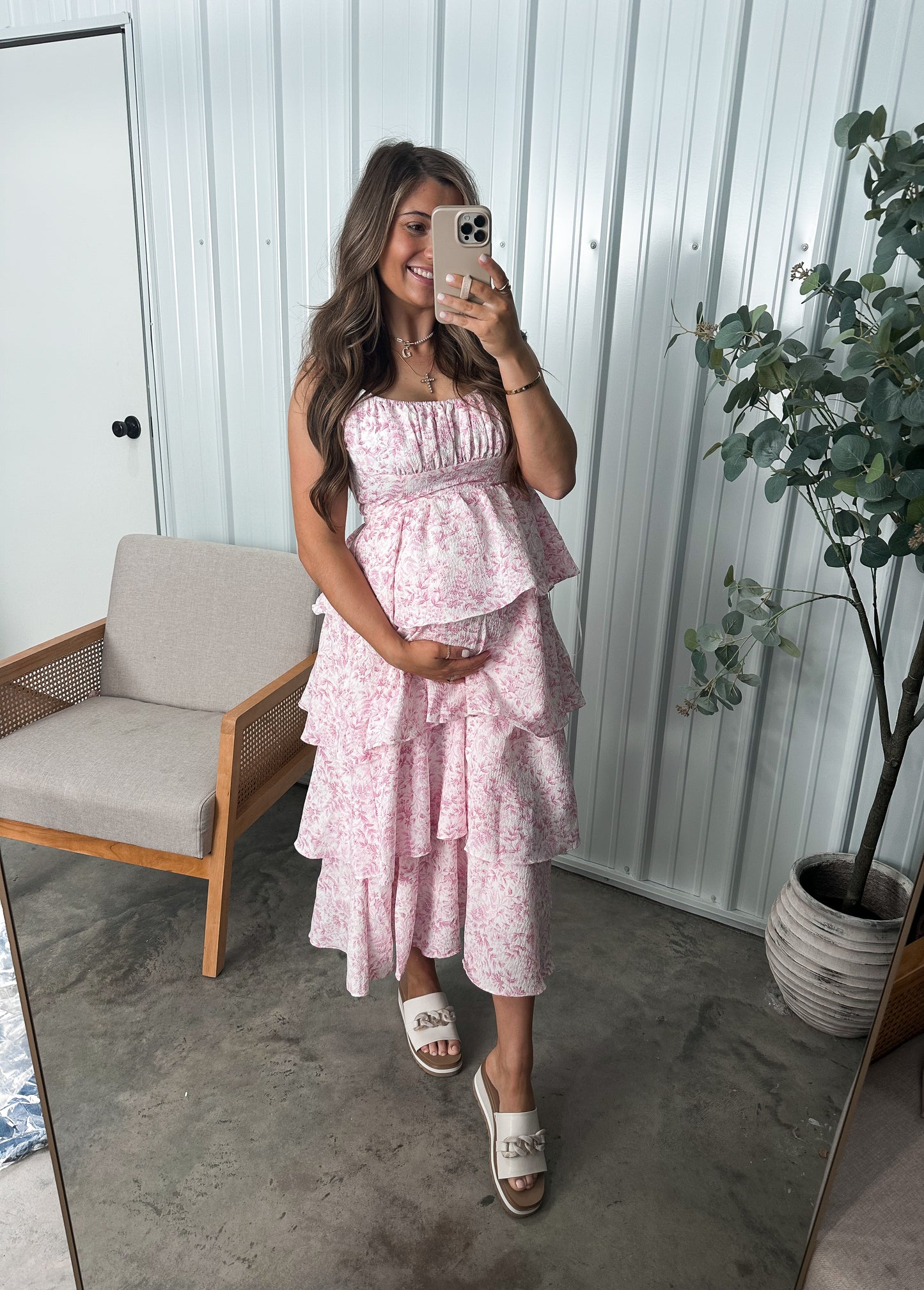 Rayne Ruffle Tiered Maxi Dress - Pink Floral