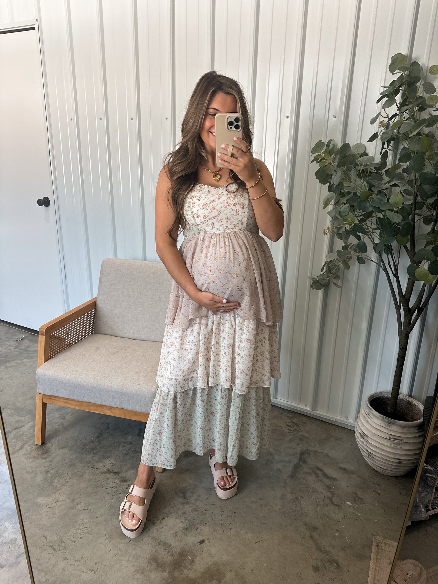 Pastel Florals Tiered Maxi Dress