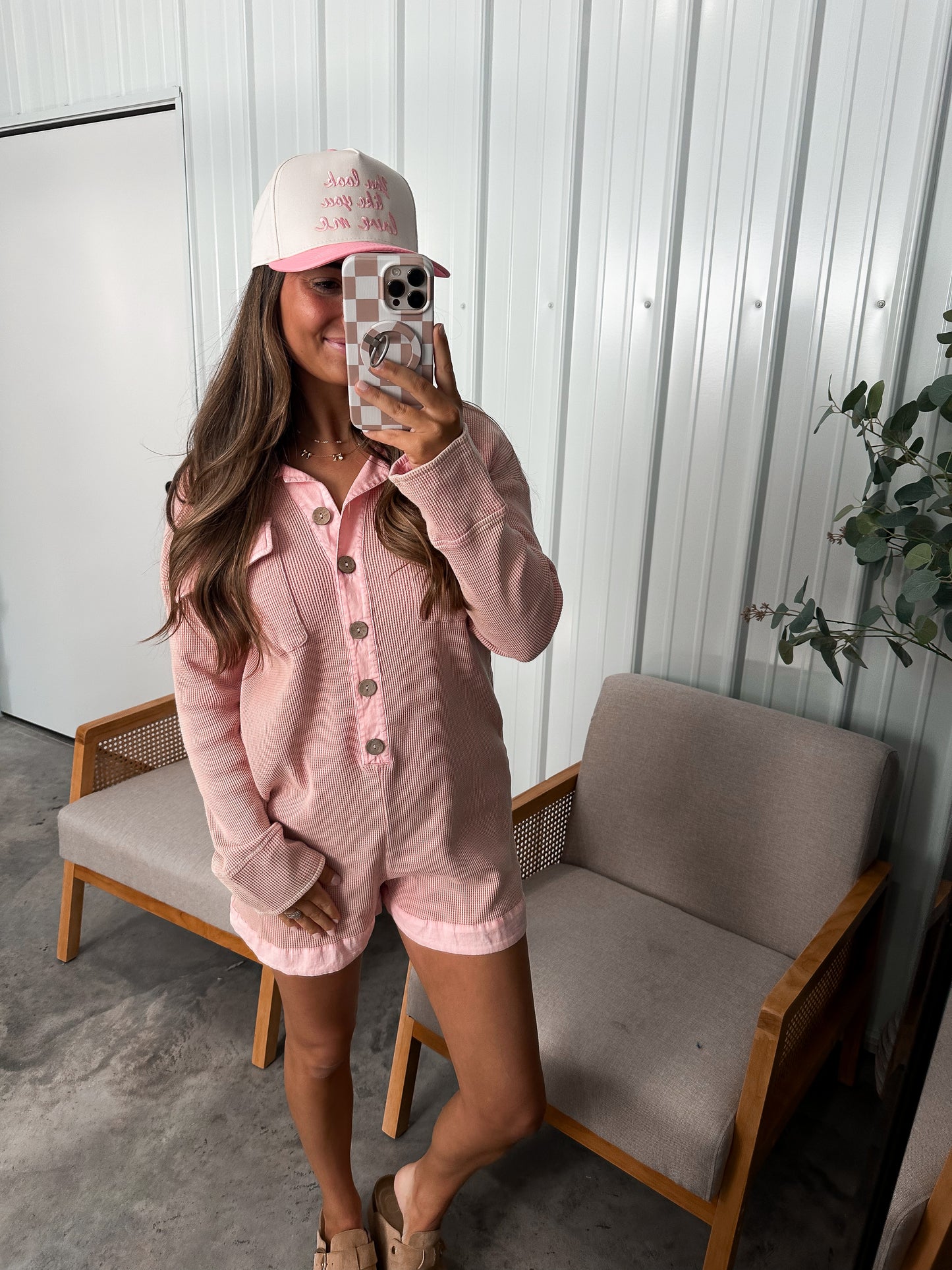 Vintage wash Waffleknit Romper