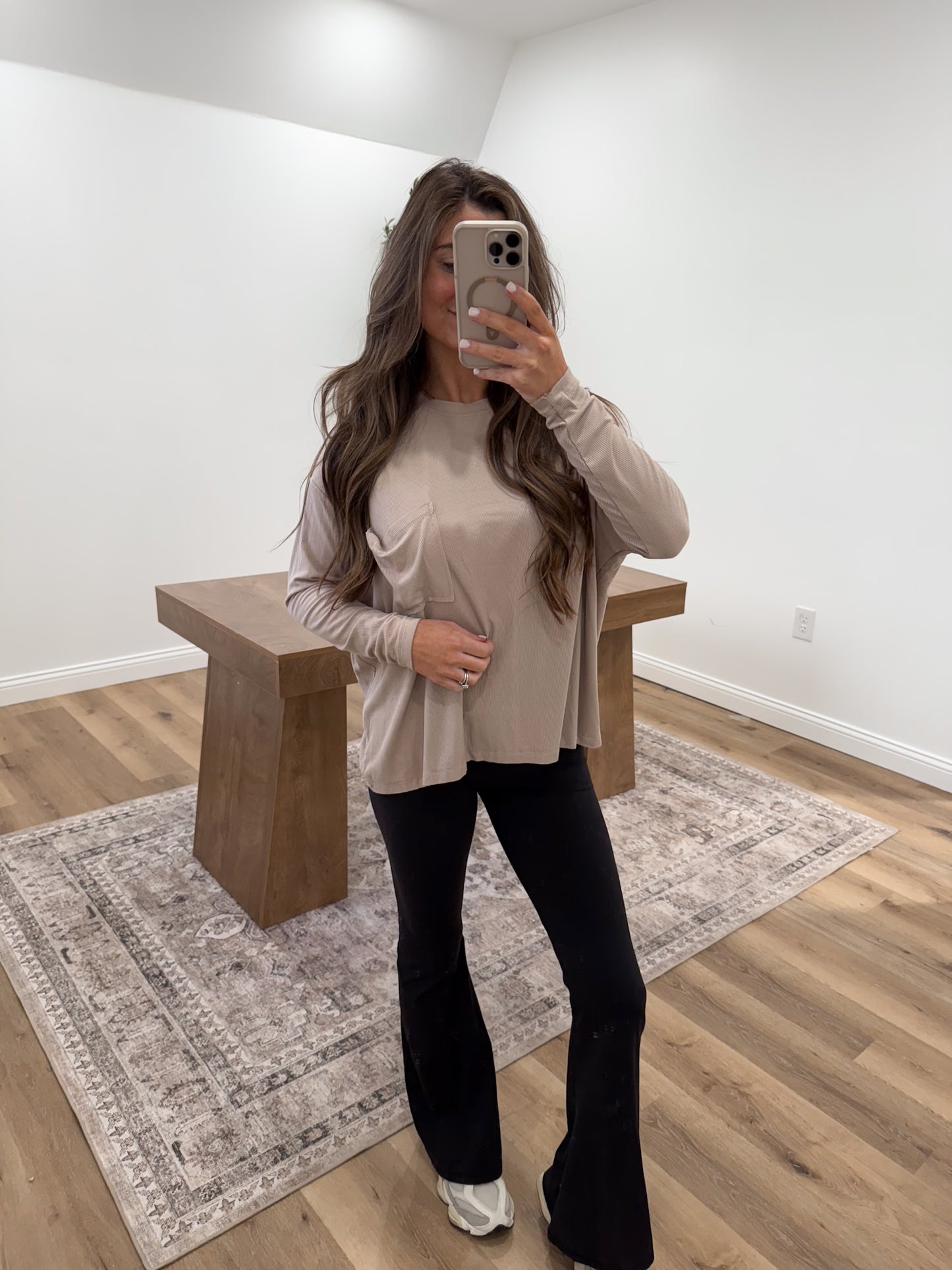 Ribbed Rayon Dolman Pullover- Ash Mocha