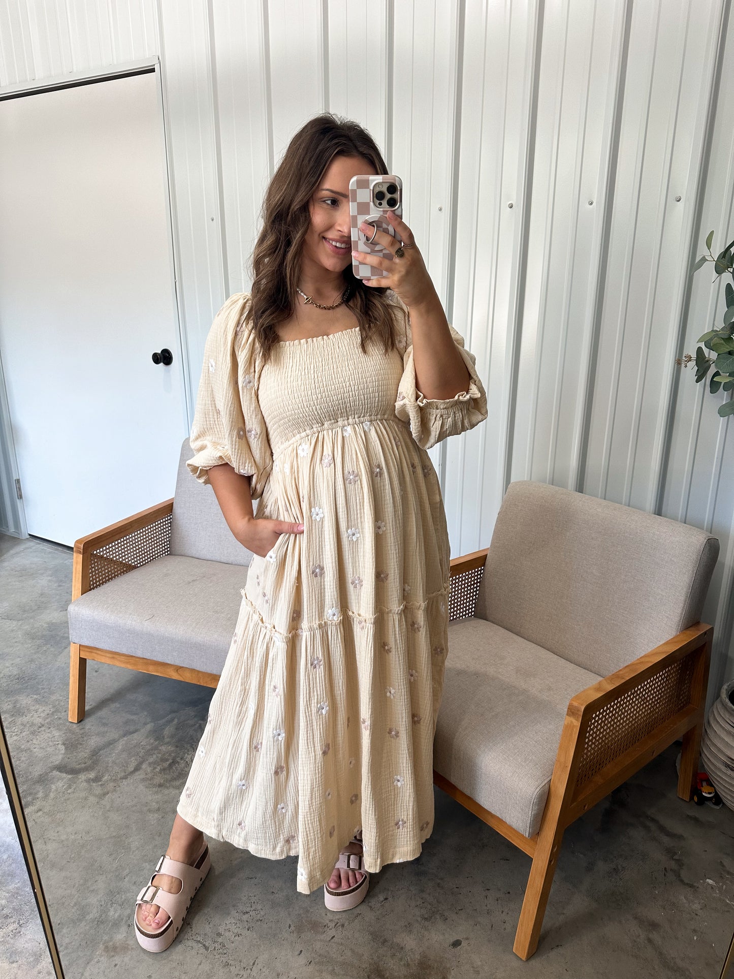 Aurora Gauze Maxi Dress - Beige