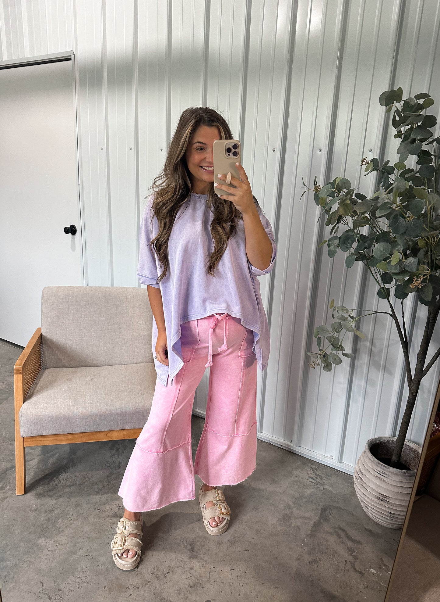 Bella Patchwork Pants- Pink