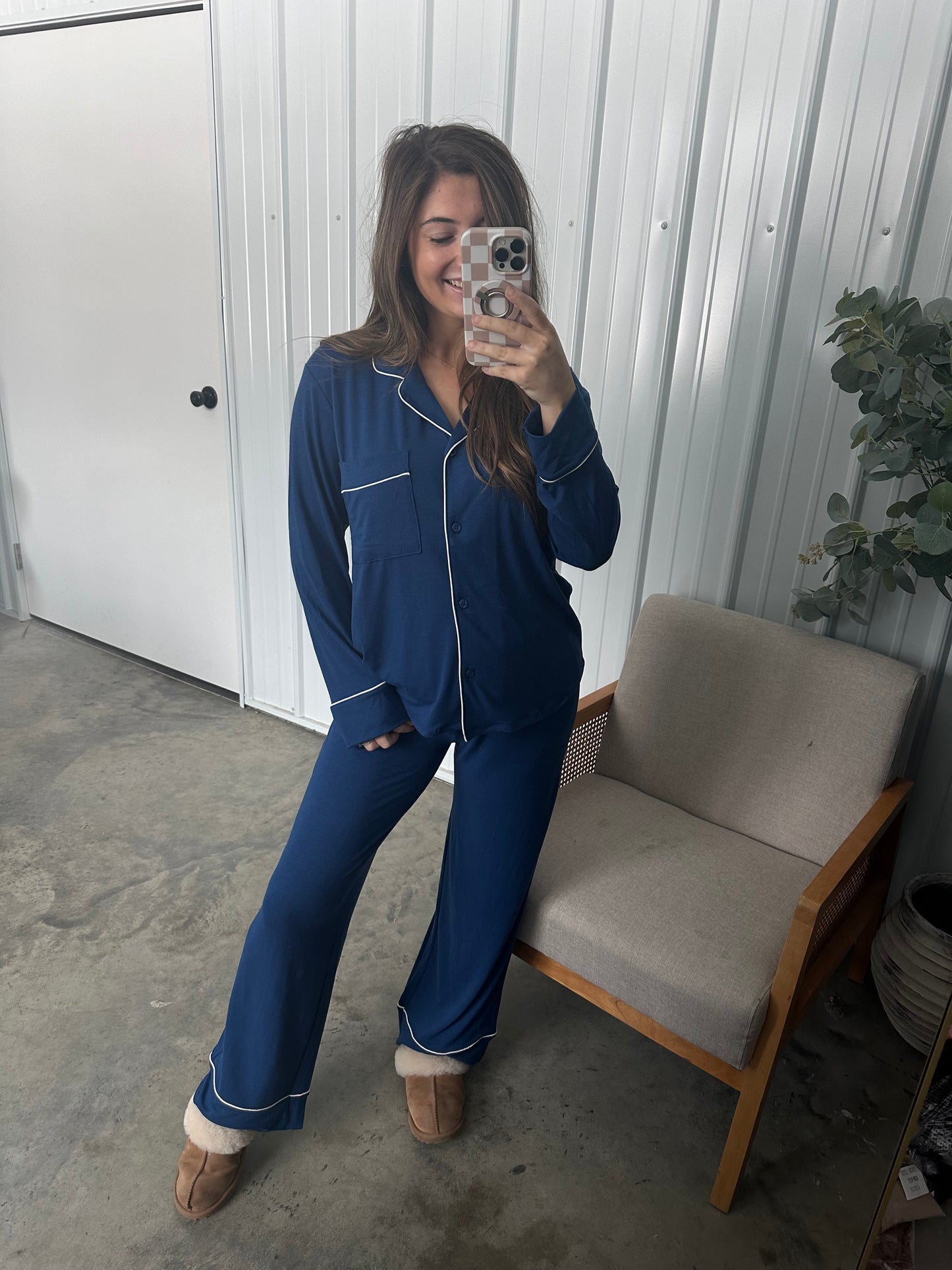 Rayon PJ Set - light navy