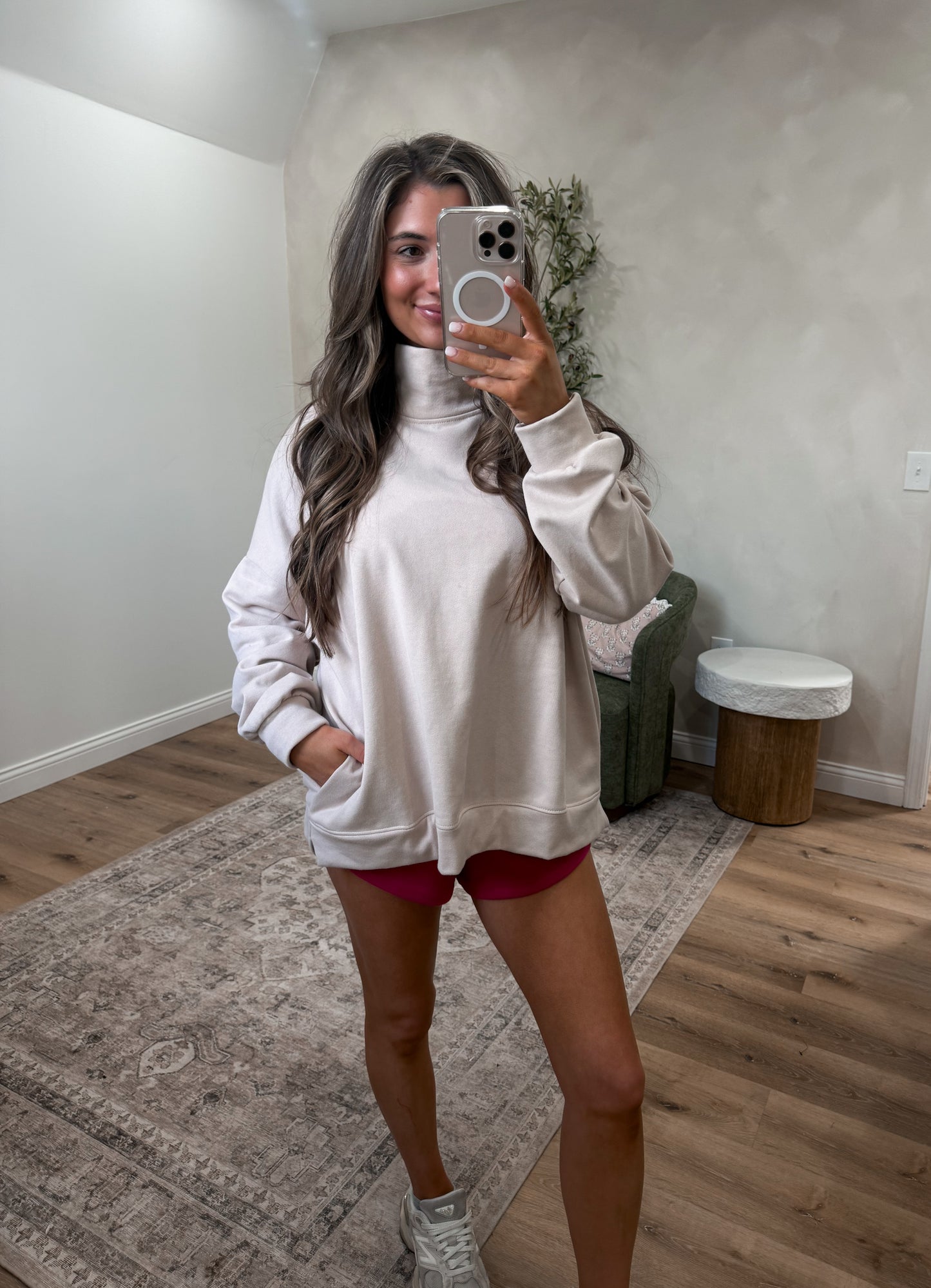 CozyFlex mockneck pullover - seashell