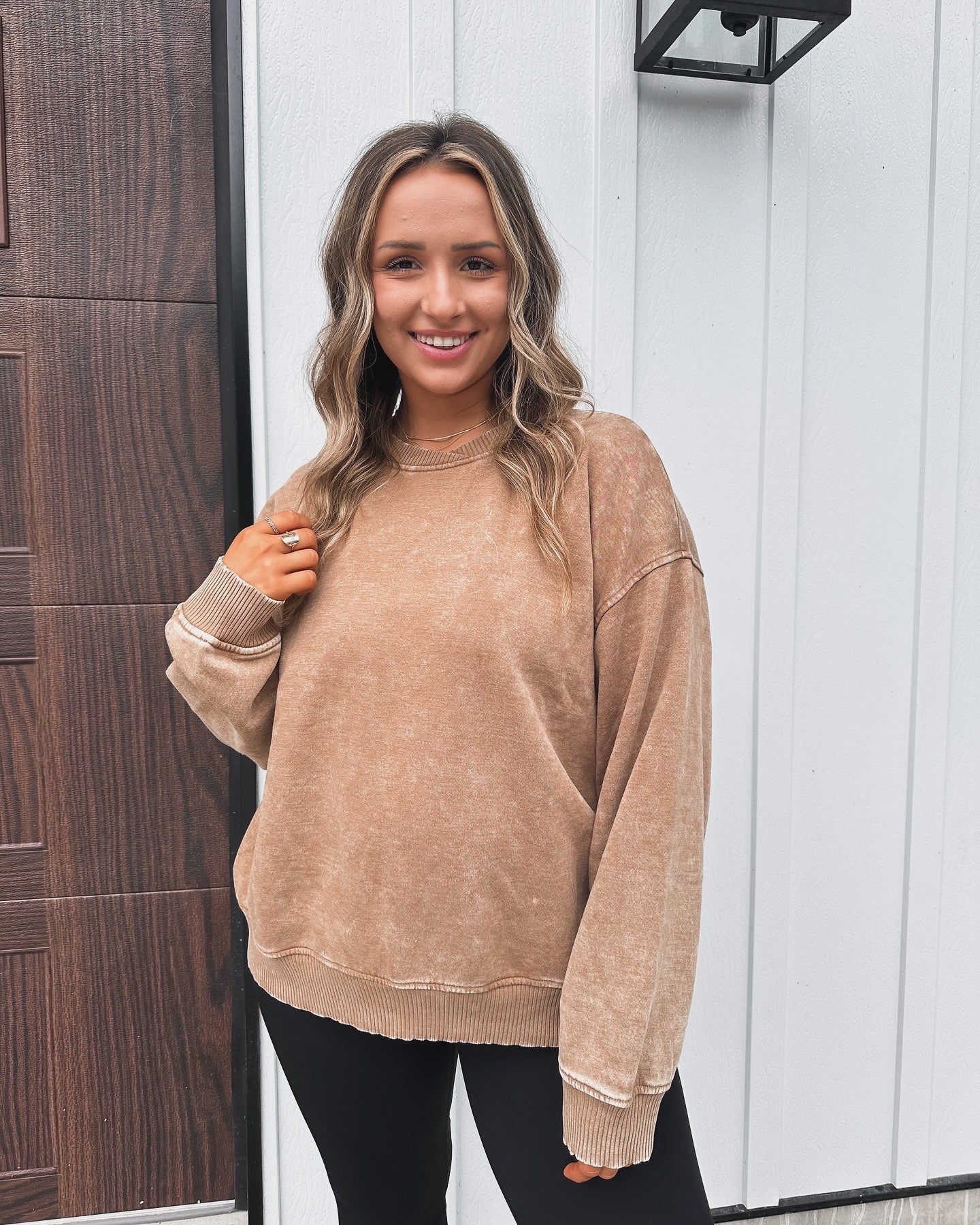 Crossover Neckline Cozy Pullover - Camel