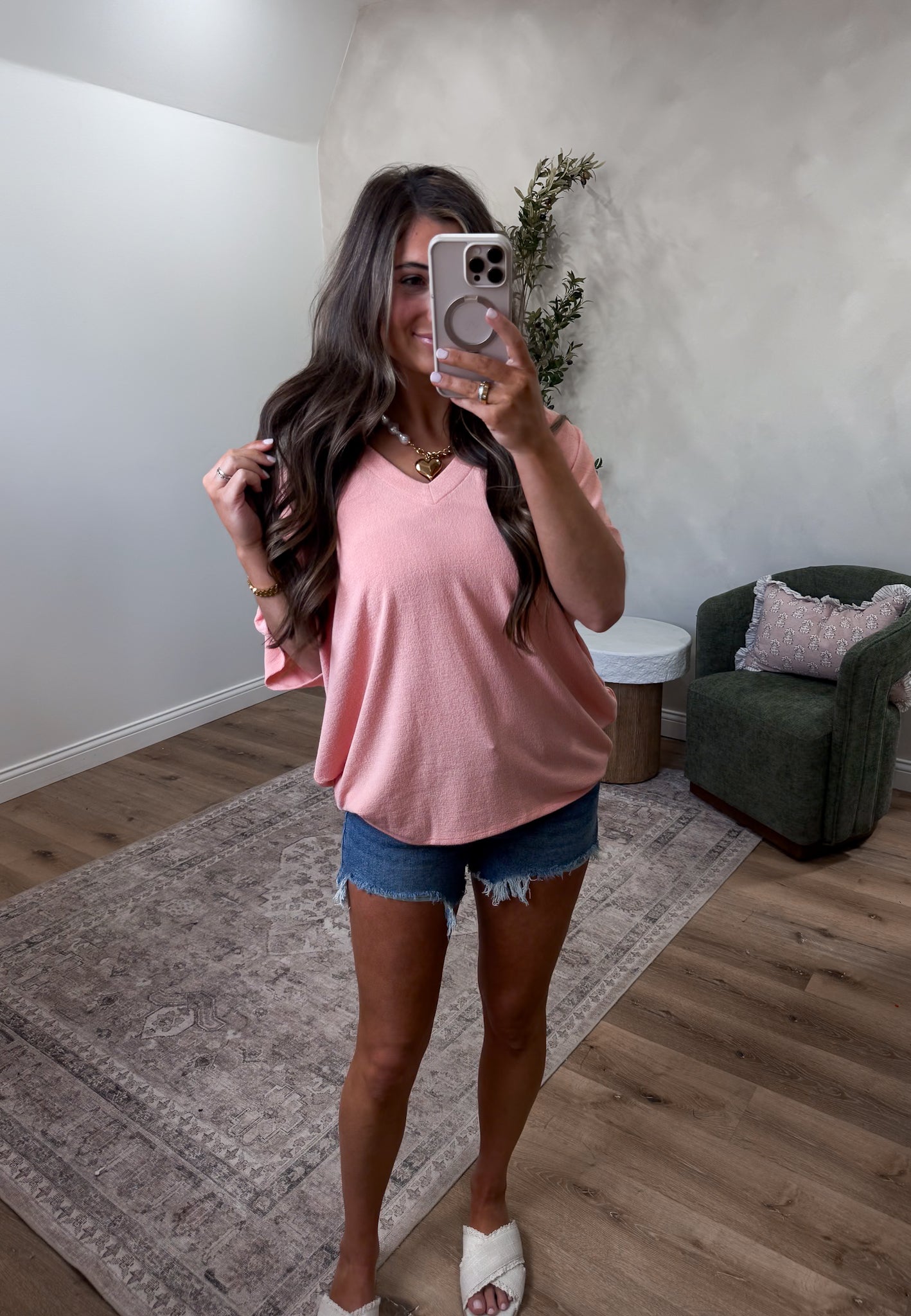 Vera V-Neck top - pink blush