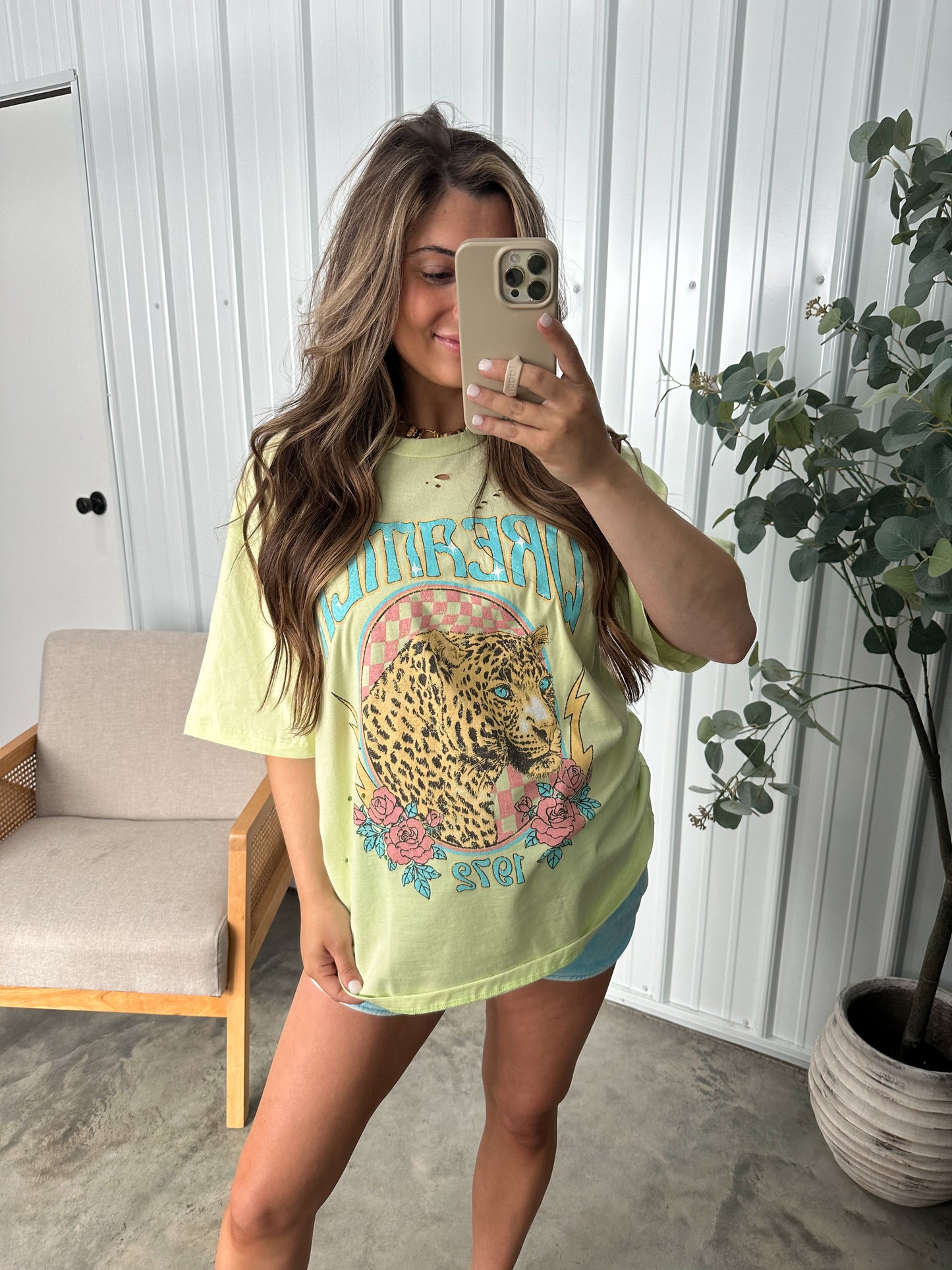 Neon Dreamer Faux distressed Tee