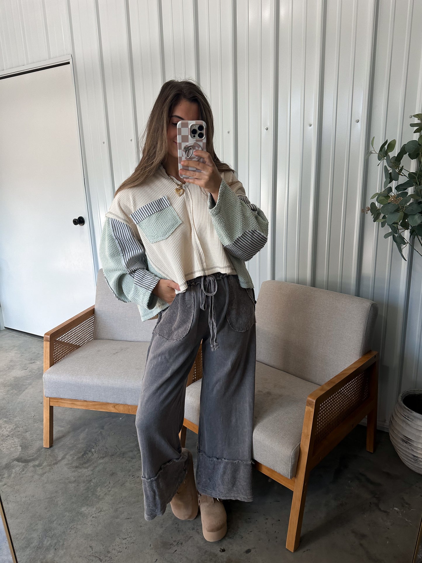 Joanie French Terry Pants - Charcoal