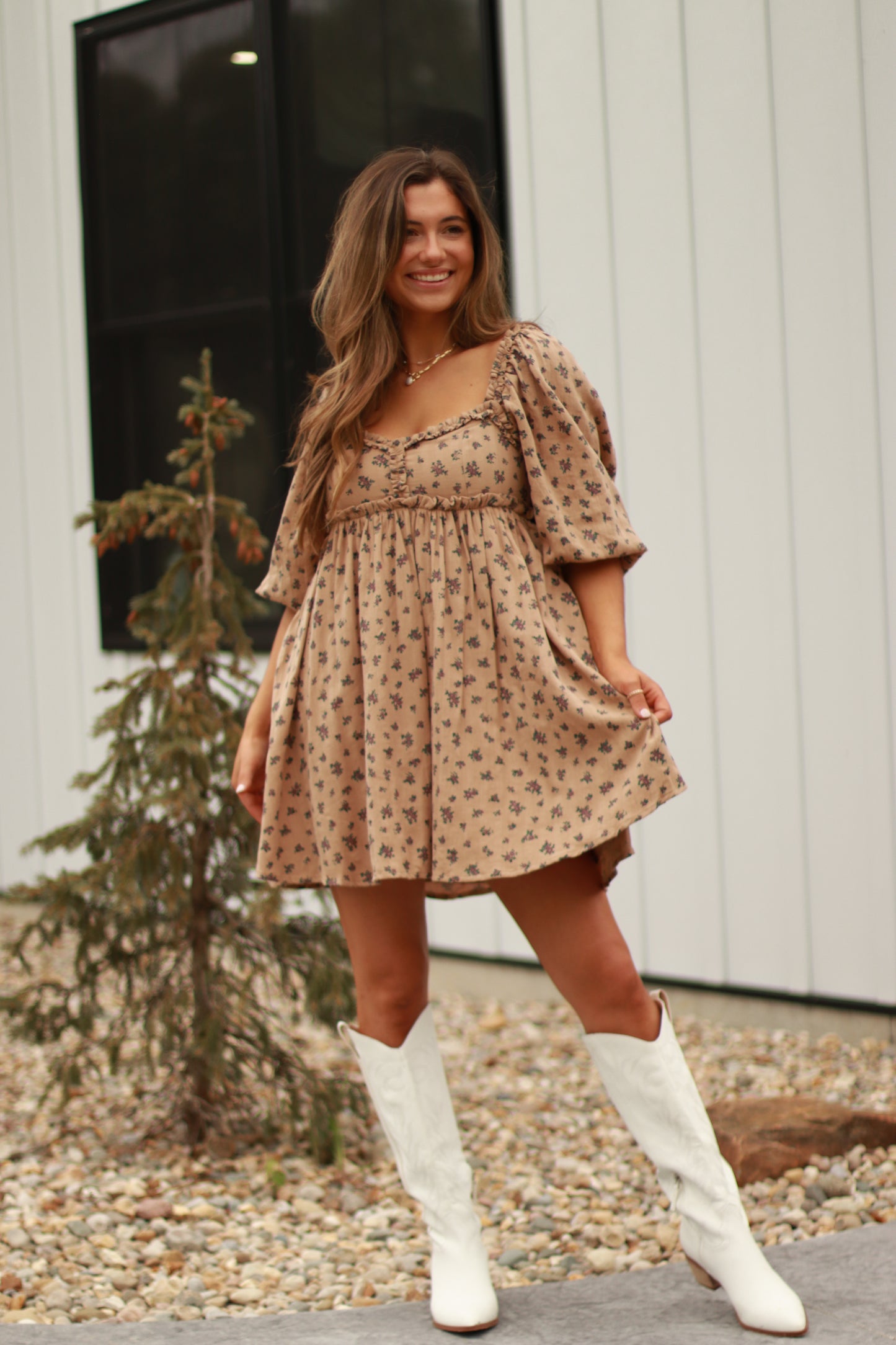 Feeling Fall Mini Dress - Mocha