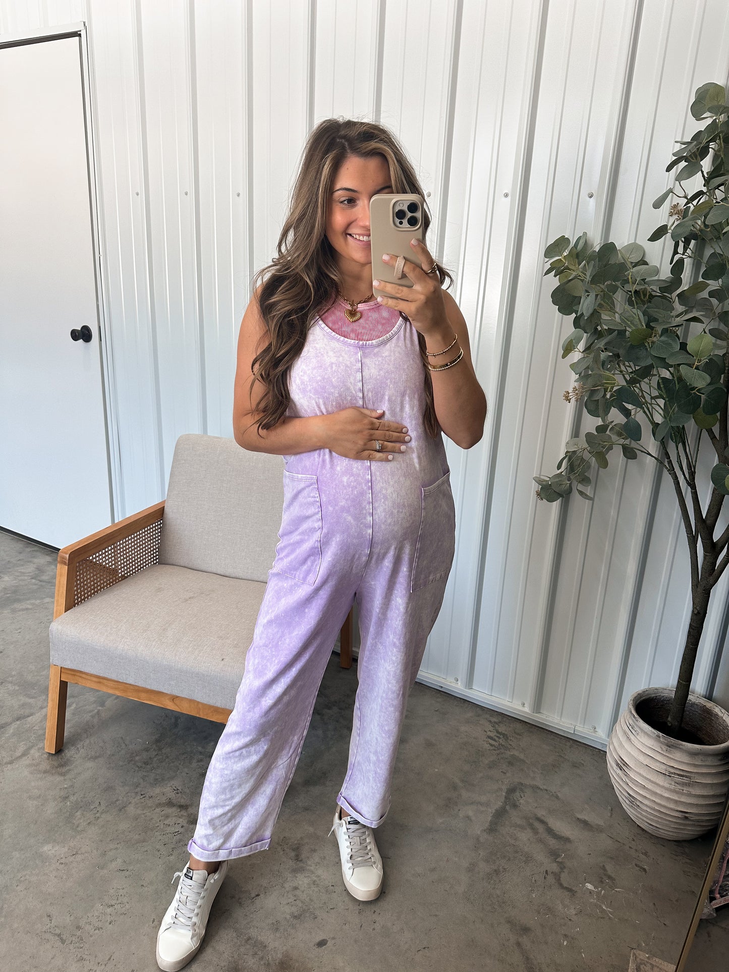 Staple mineral wash jumpsuit - Lavender