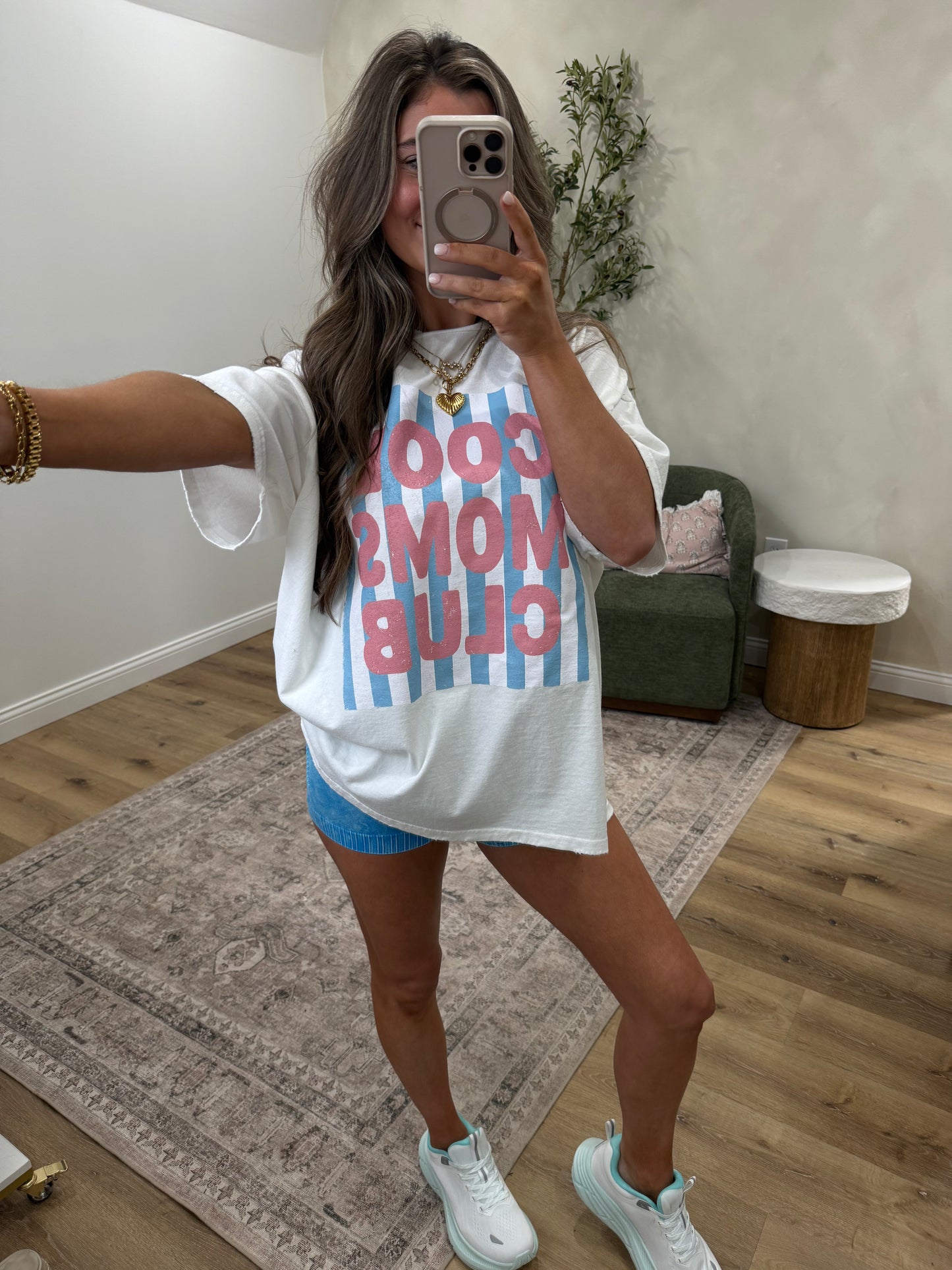 Cool Moms Club Oversized Graphic Tee - white