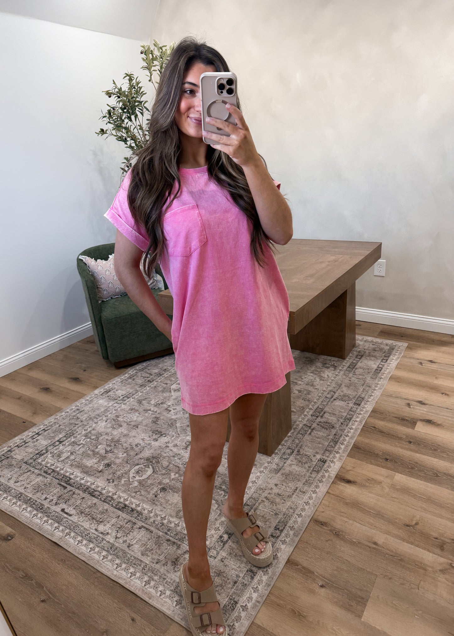 Everyday Tshirt Dress - dew pink