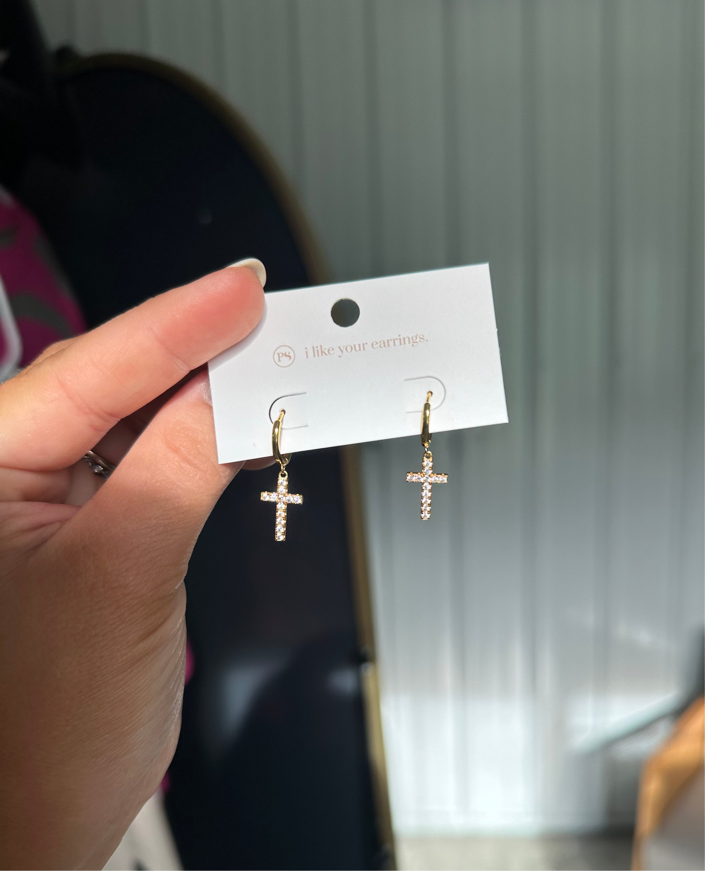 Taryn Diamond Cross Earrings- Waterproof