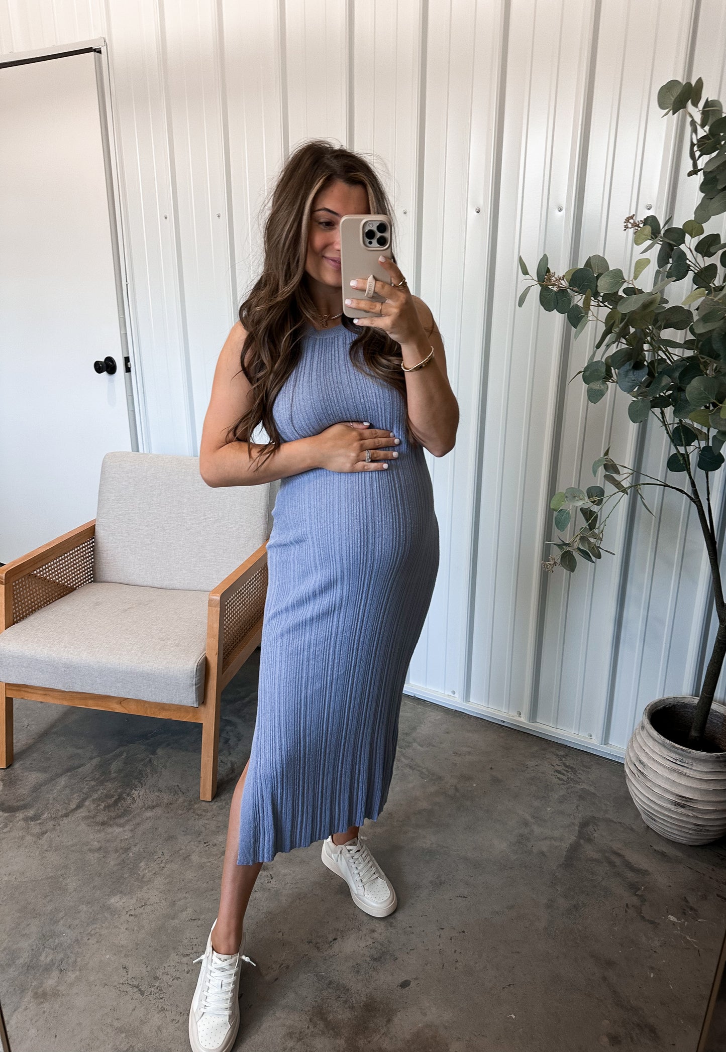 Orchid Bodycon Dress - Dusty Blue