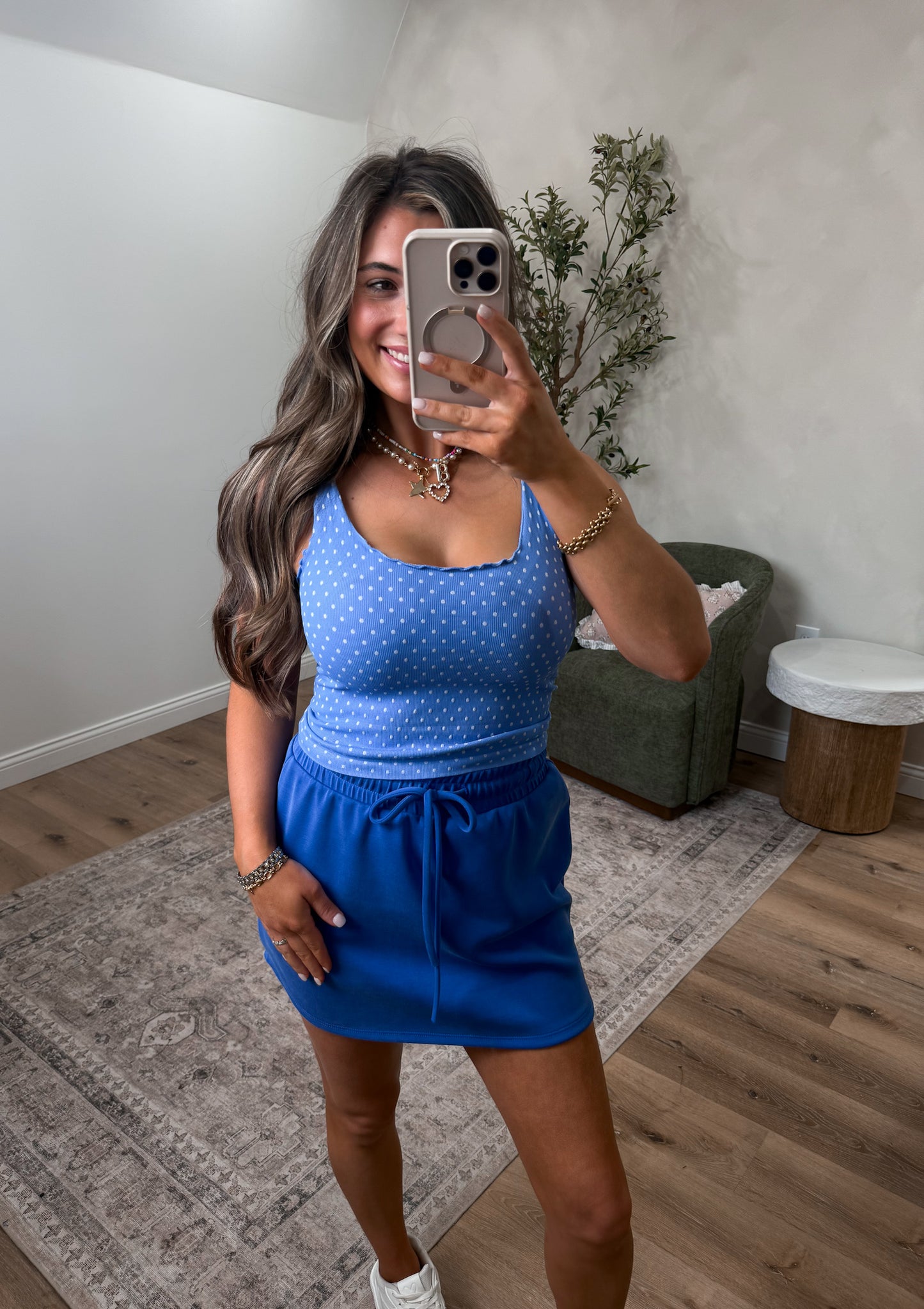 Delicate Days Polka Dot Edge Crop Tank - poolside