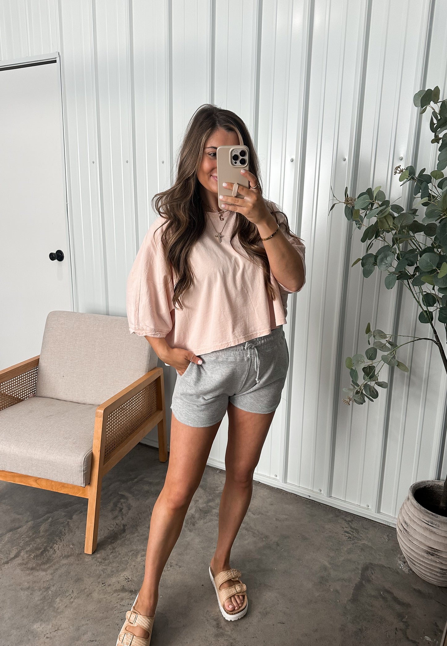 French Terry Dolphin Shorts- Heather Gray