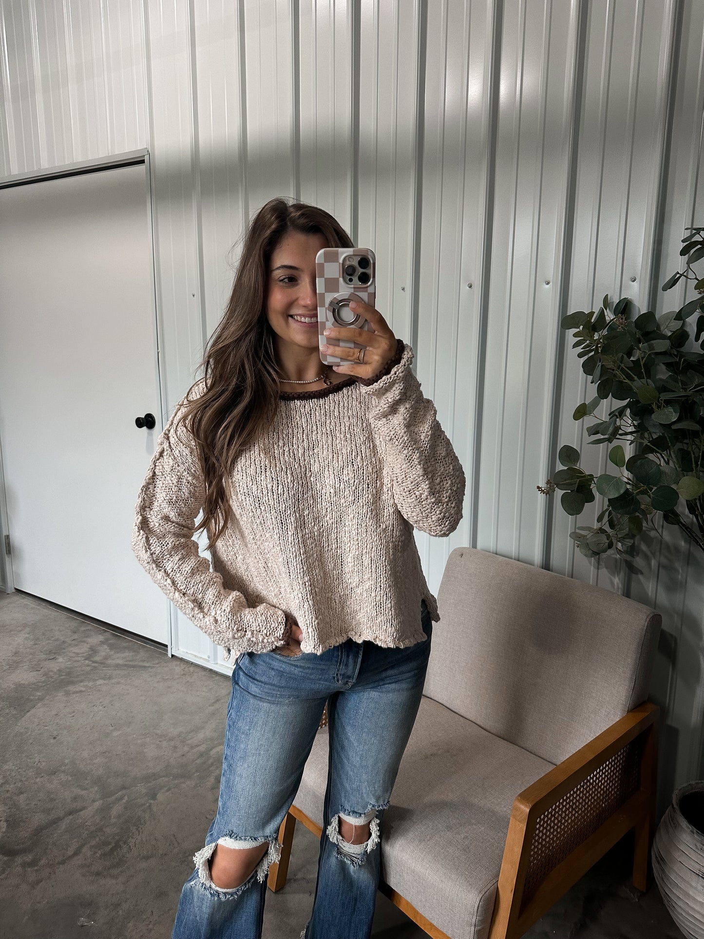 Karsyn Pullover - Beige/Brown Combo
