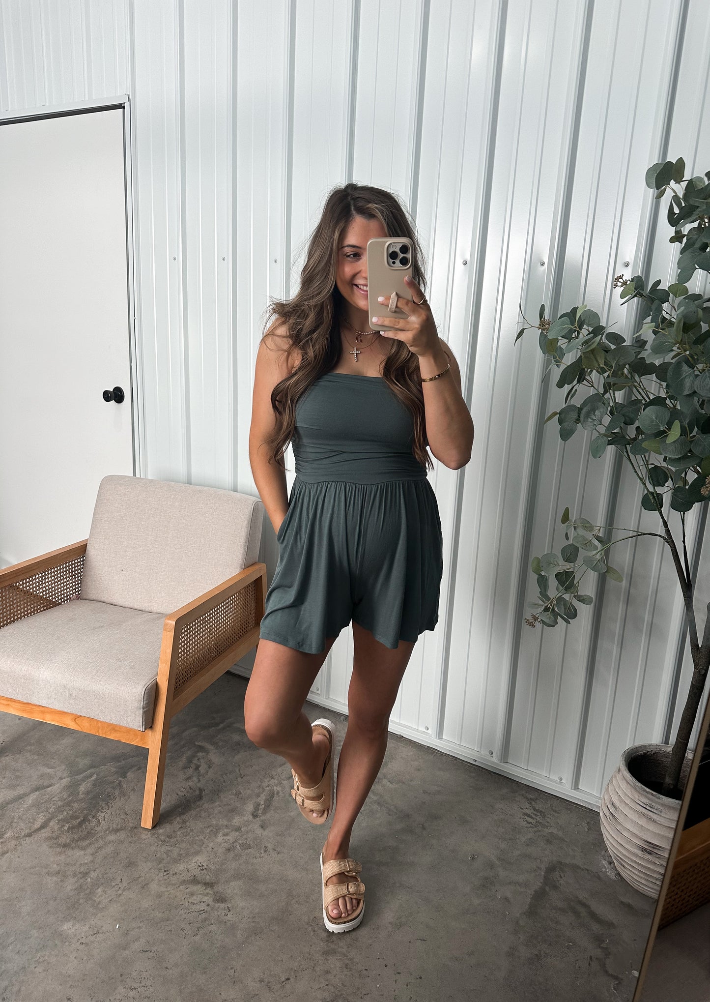 Sarafina Strapless Romper - Ash Jade