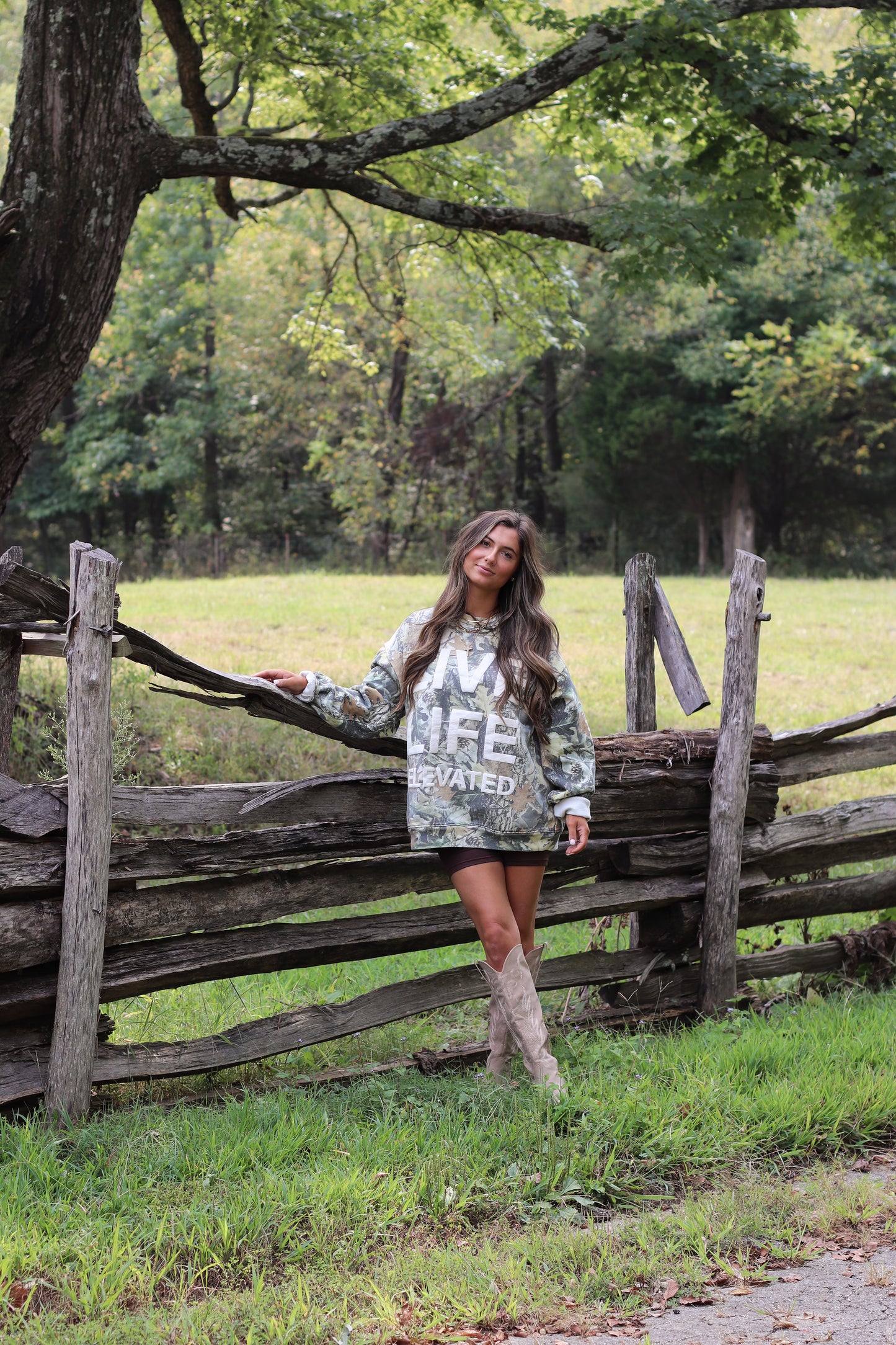 "Live Life Elevated" Vintage Camo Crew