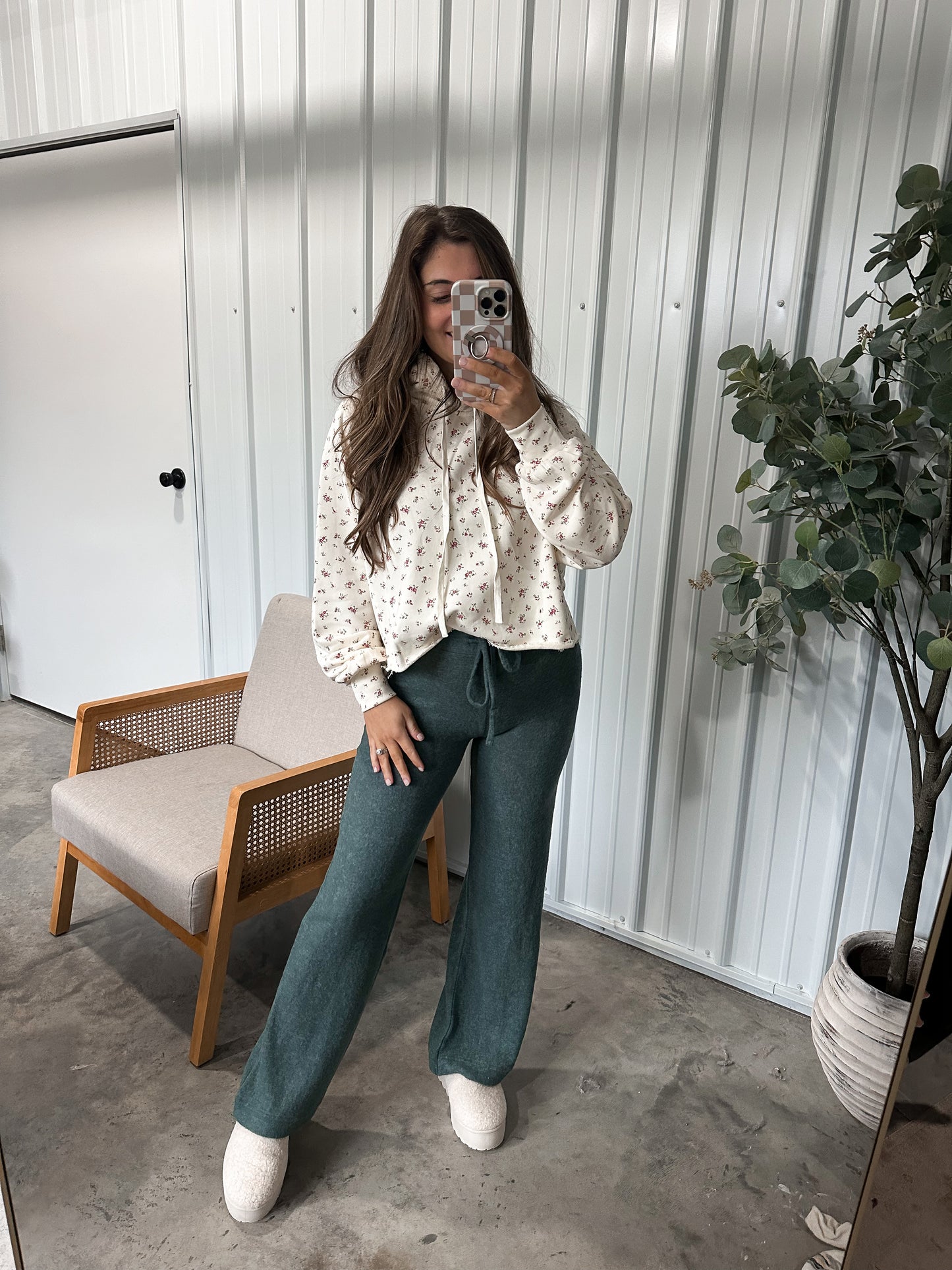 Sofie Soft Brushed Hacci Pants- Ash Jade