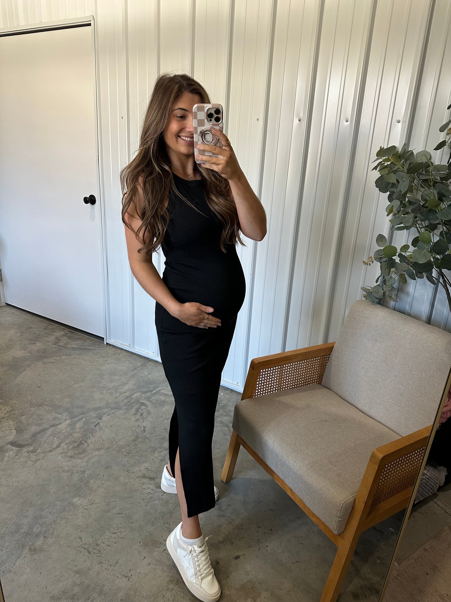 Monica Ribbed Bodycon Dress - Black