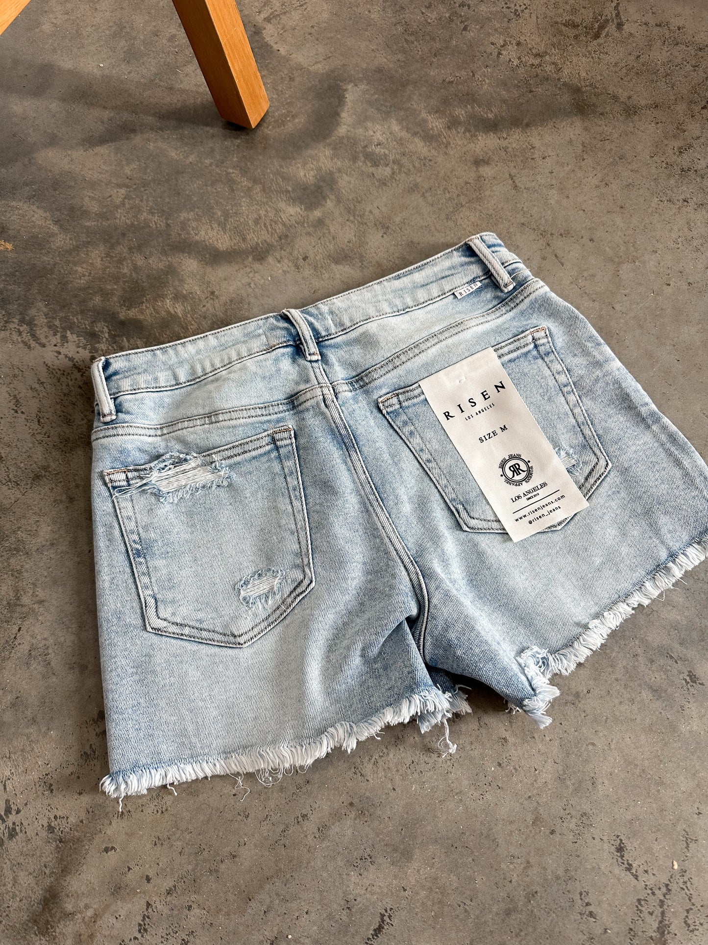 Comfort stretch High Rise Denim Shorts- Light wash