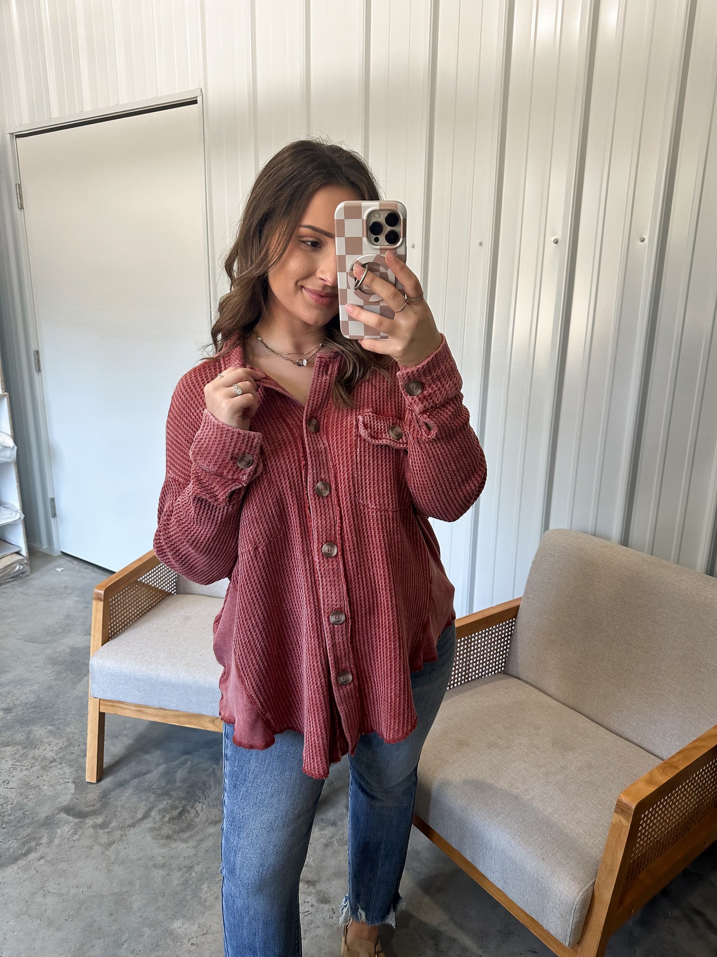 Cora Cotton Washed button down - terracotta