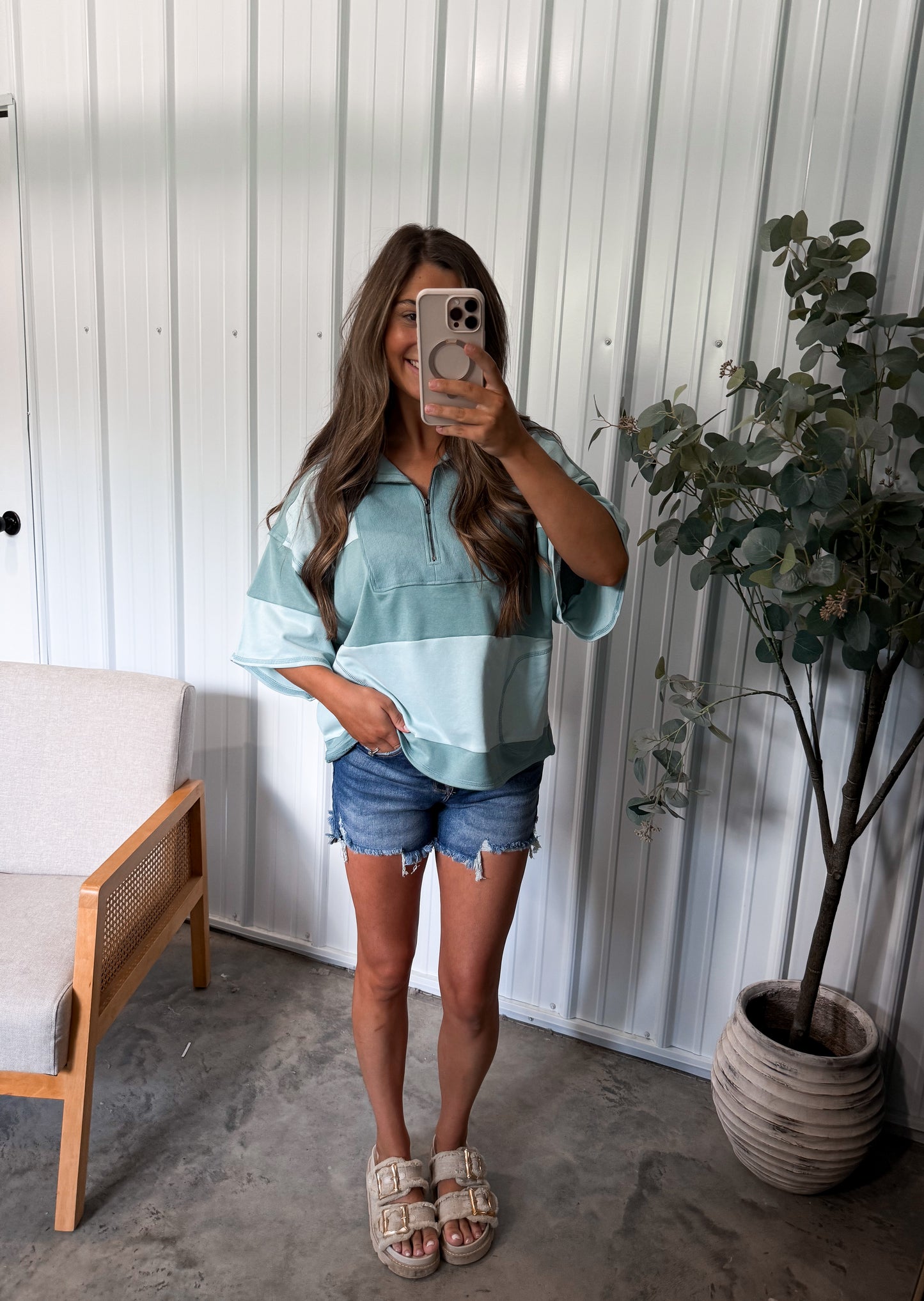 Jayden Colorblock Pullover- Teal