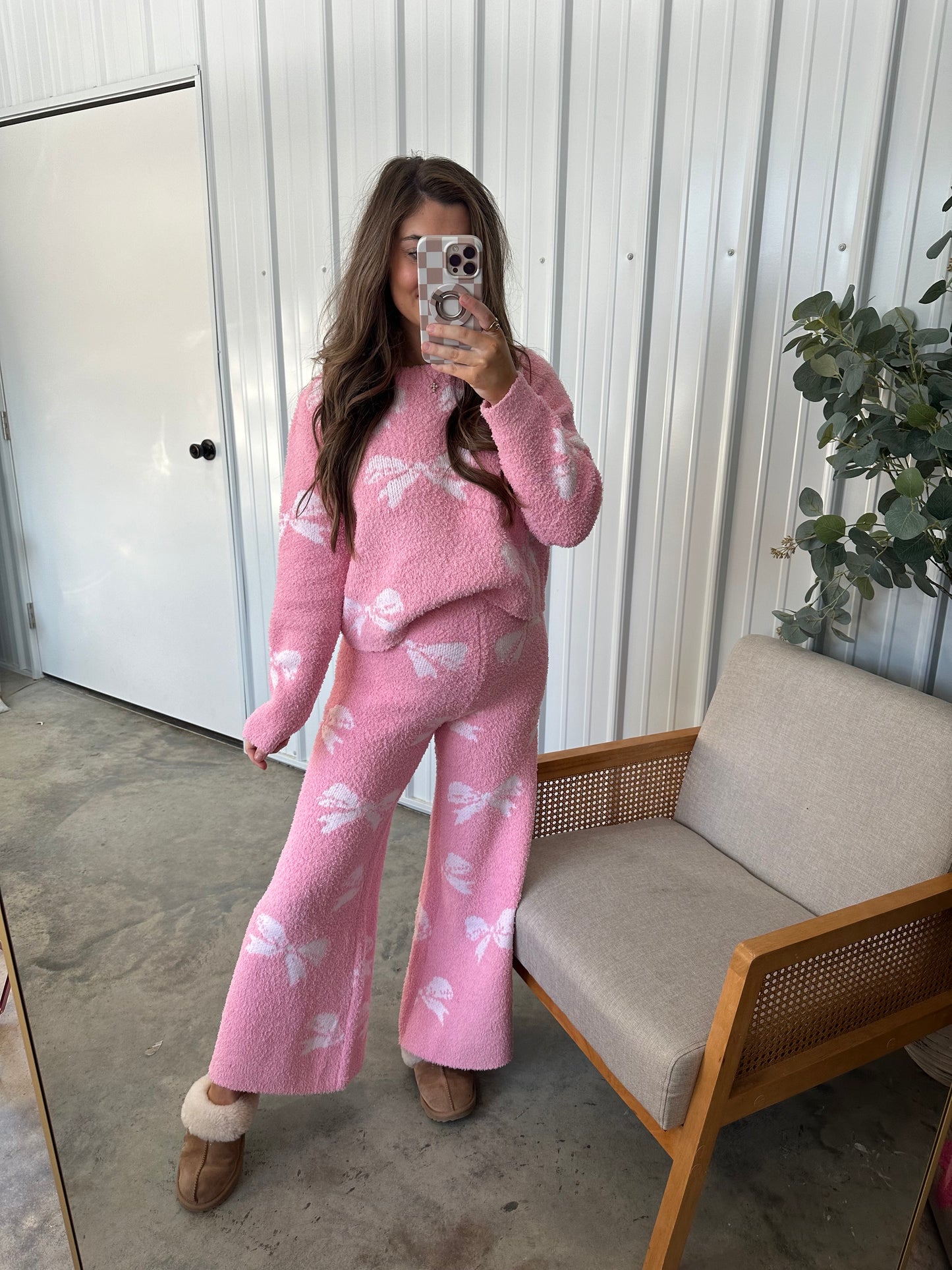 Bow Print Cozy Set - Pink