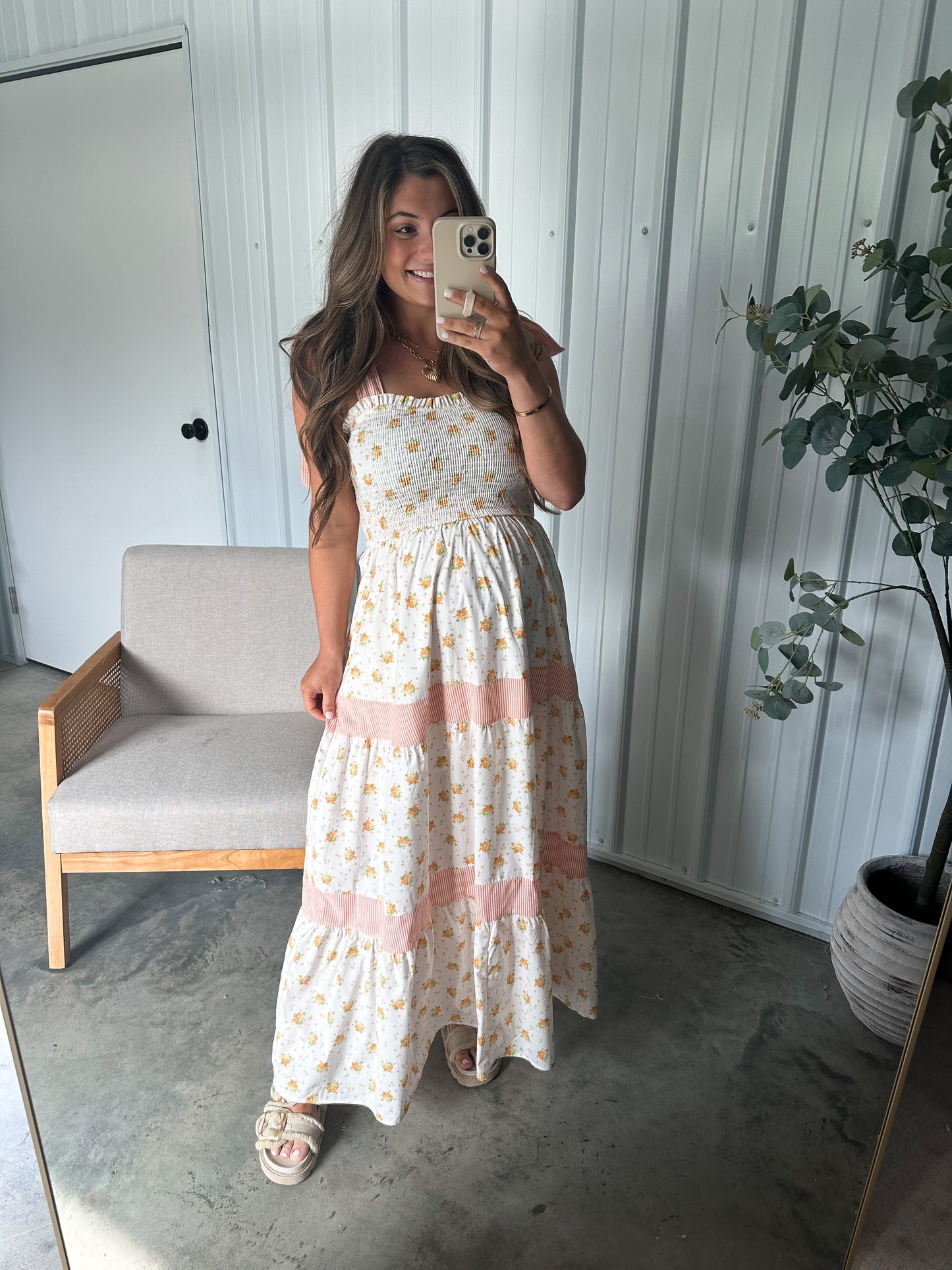 Peach Blossom Maxi Dress