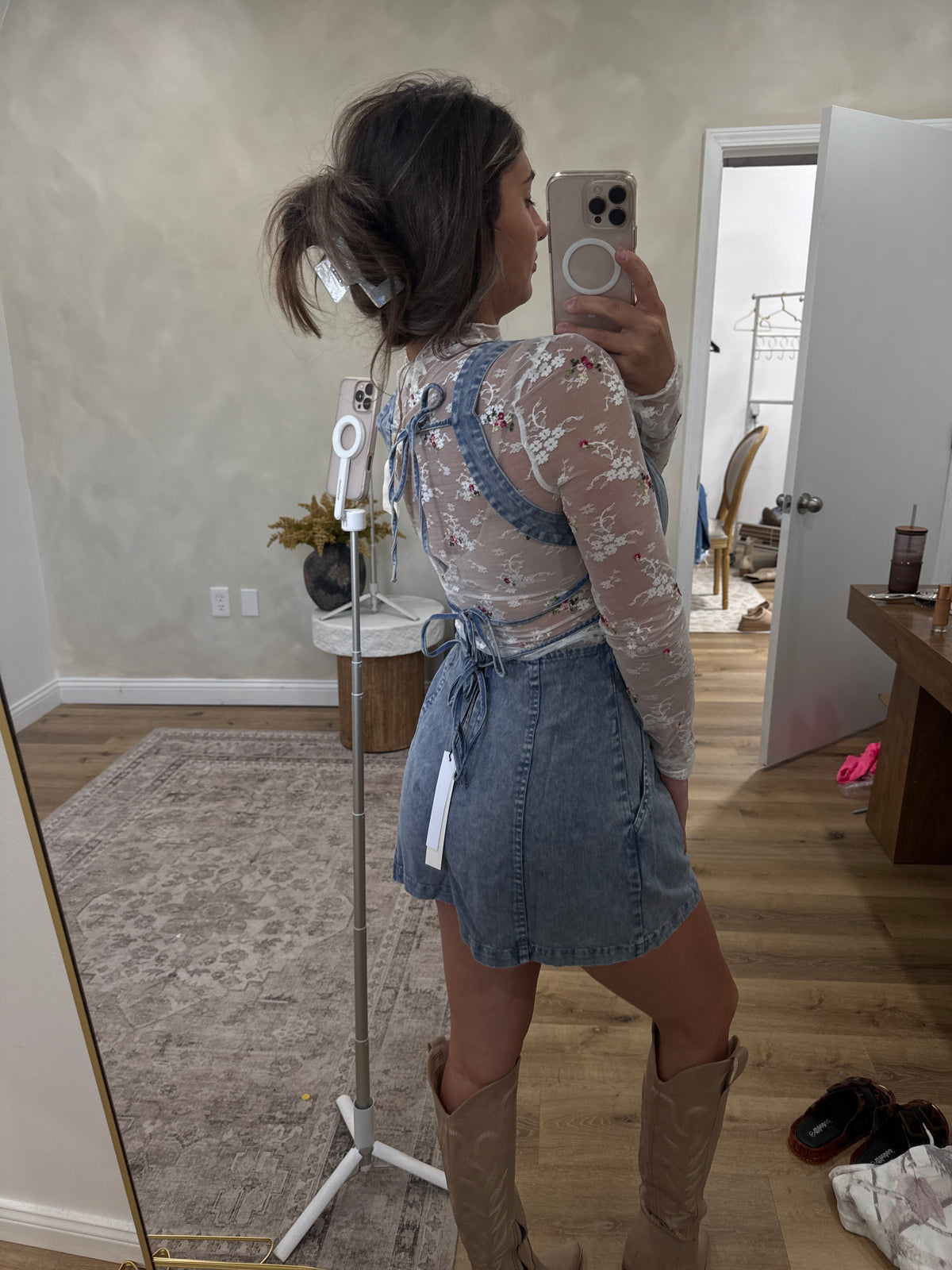 Denim tie romper UNRELEASED