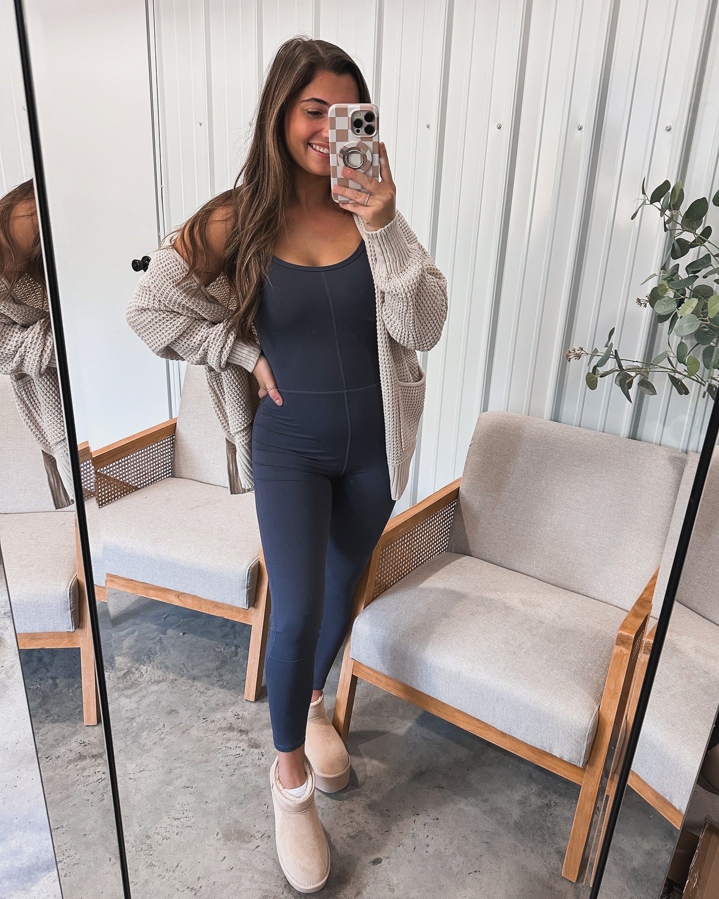 Aligned Skinny Leg Jumpsuit - Navy