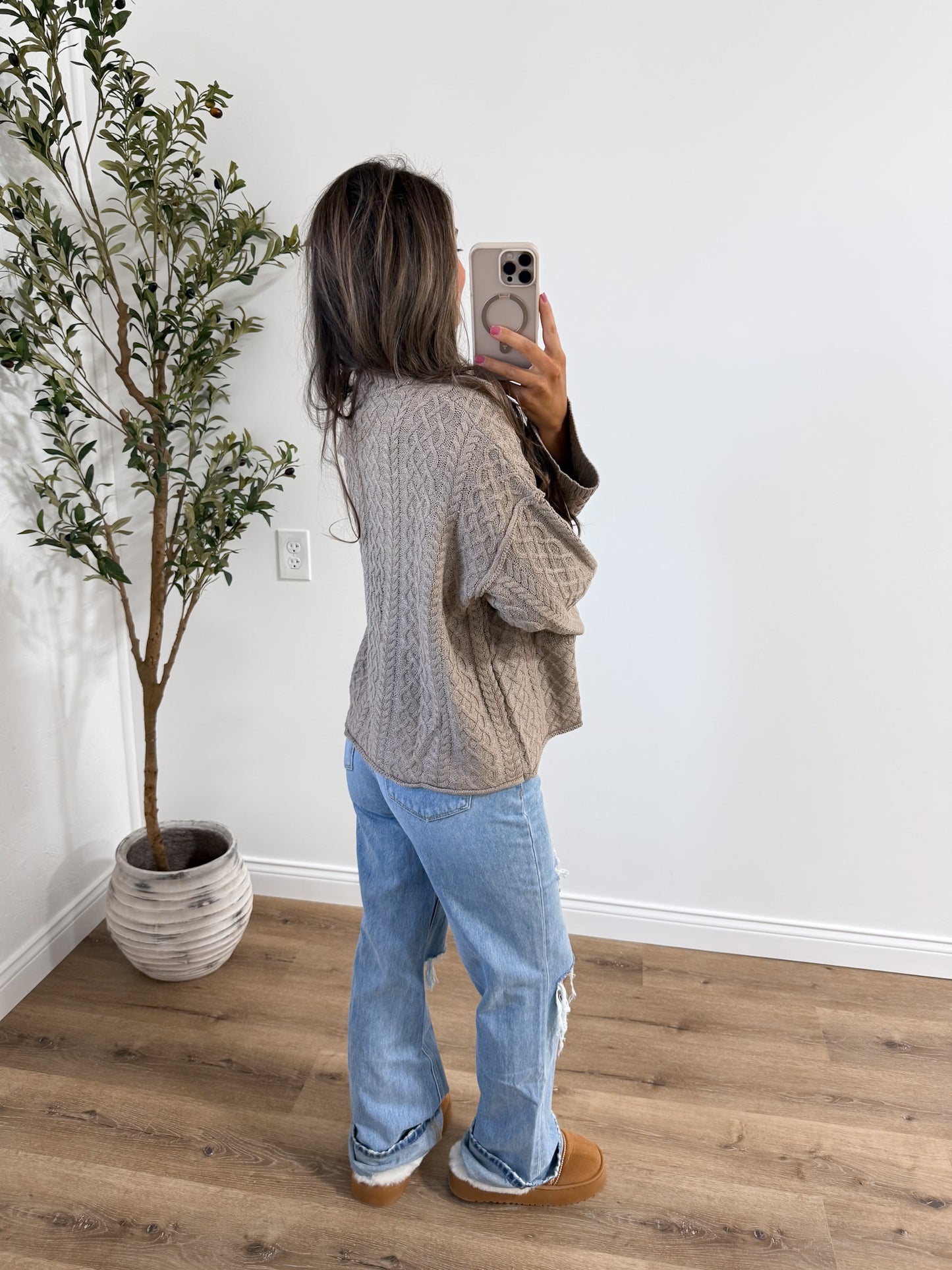 Braided Beige Cardigan