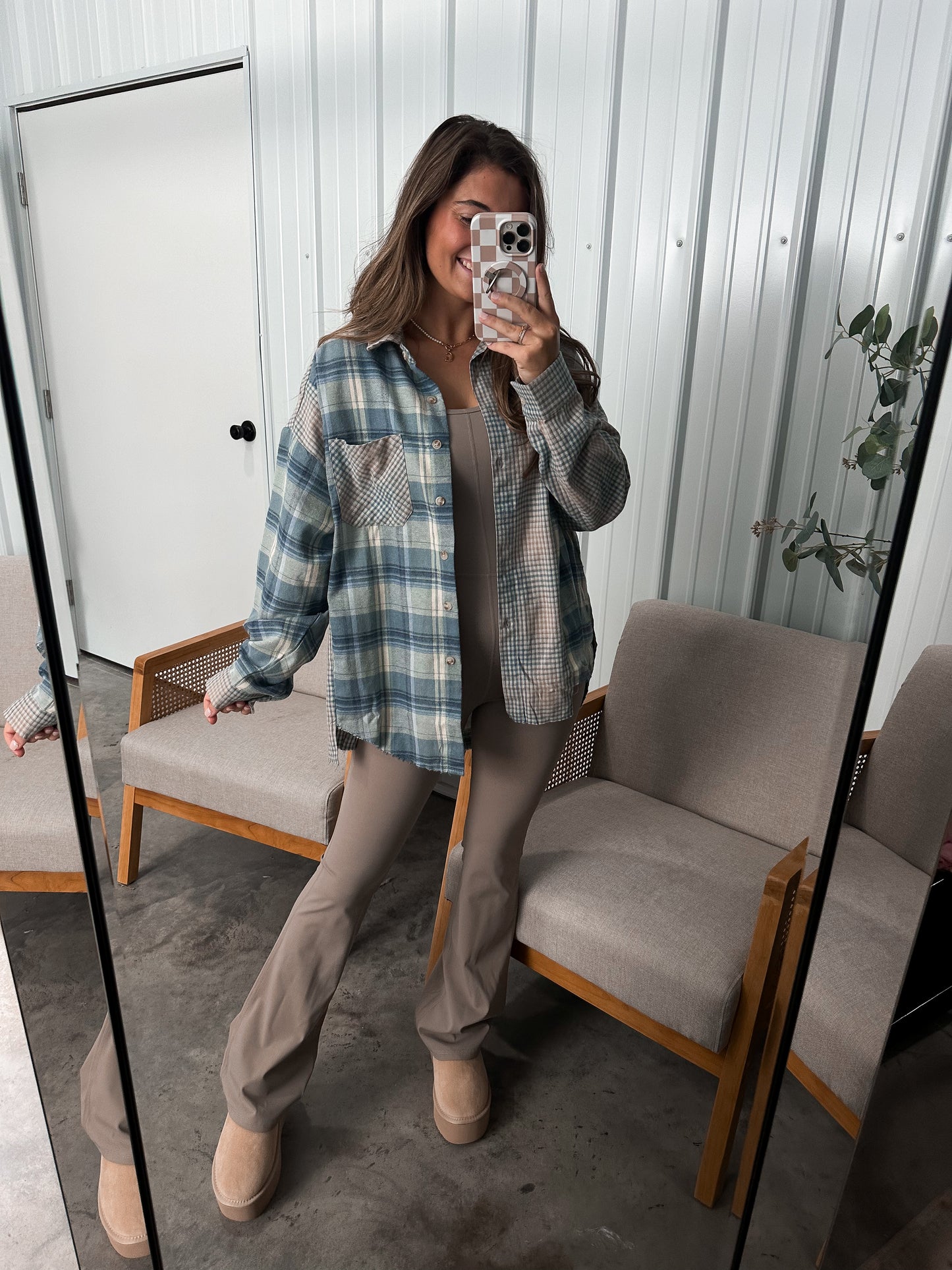 Kambrie Plaid Flannel Shirt - Blue