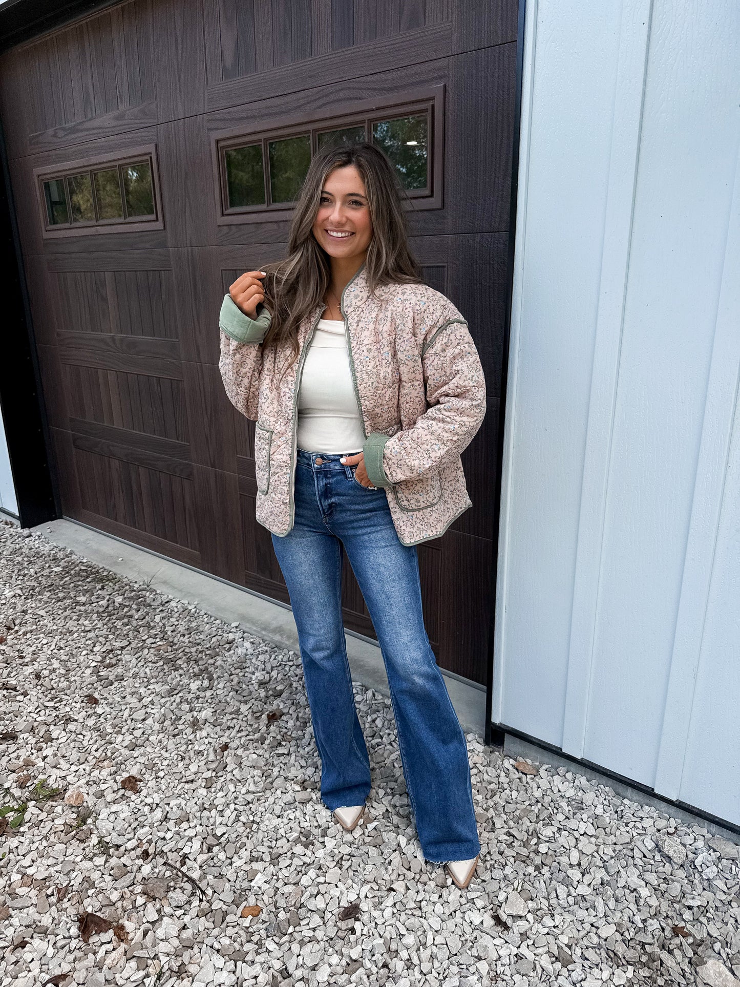 Quilted Puffer Jacket- Tea rose