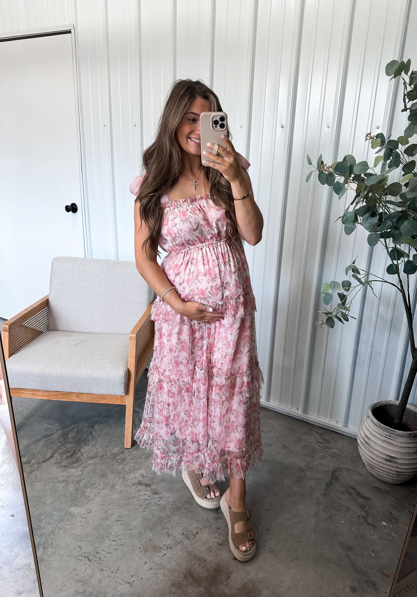 Rory Ruffled Maxi Dress- Pink multi