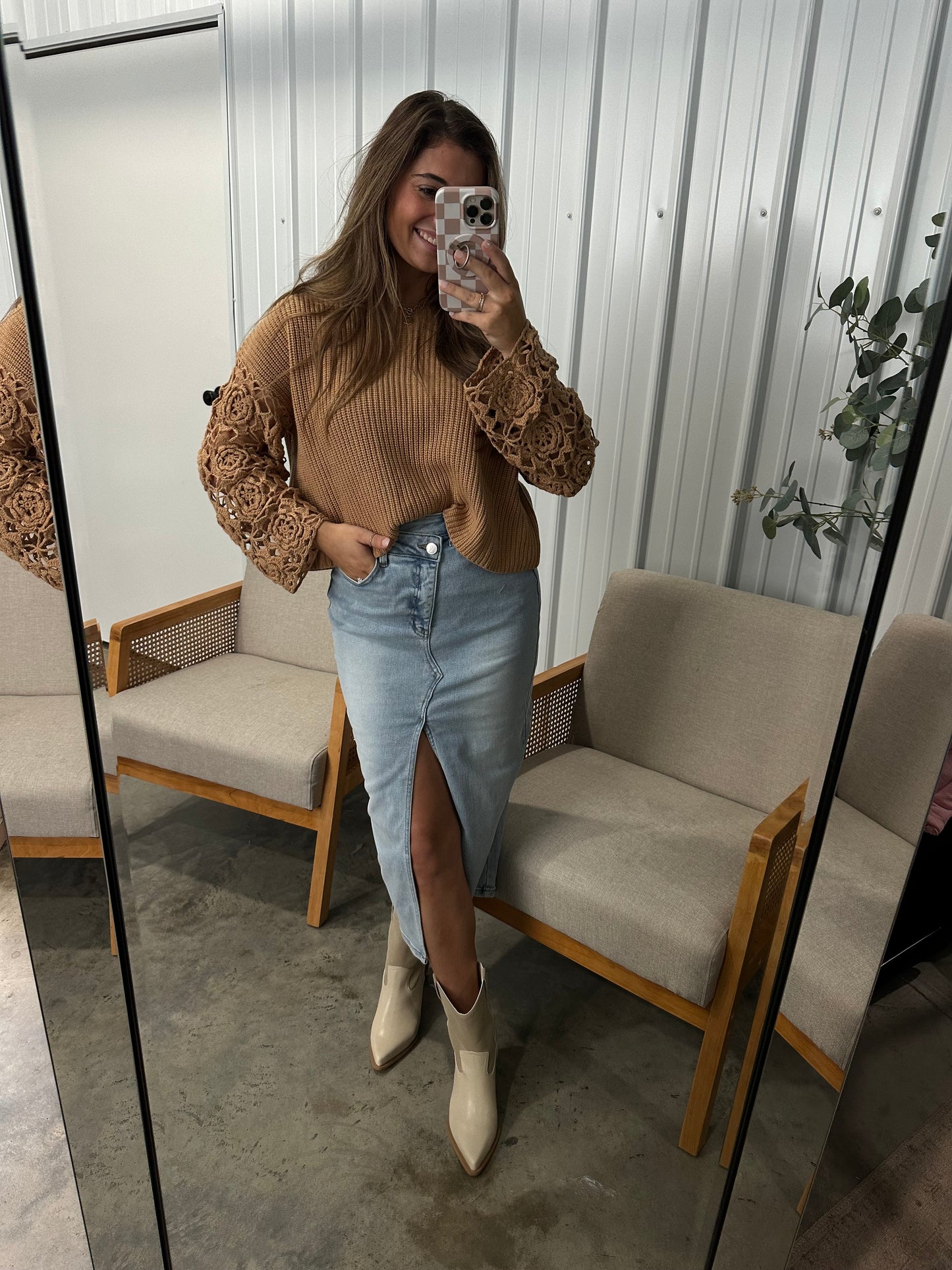 Comfort Stretch Denim Maxi Skirt - Light Wash