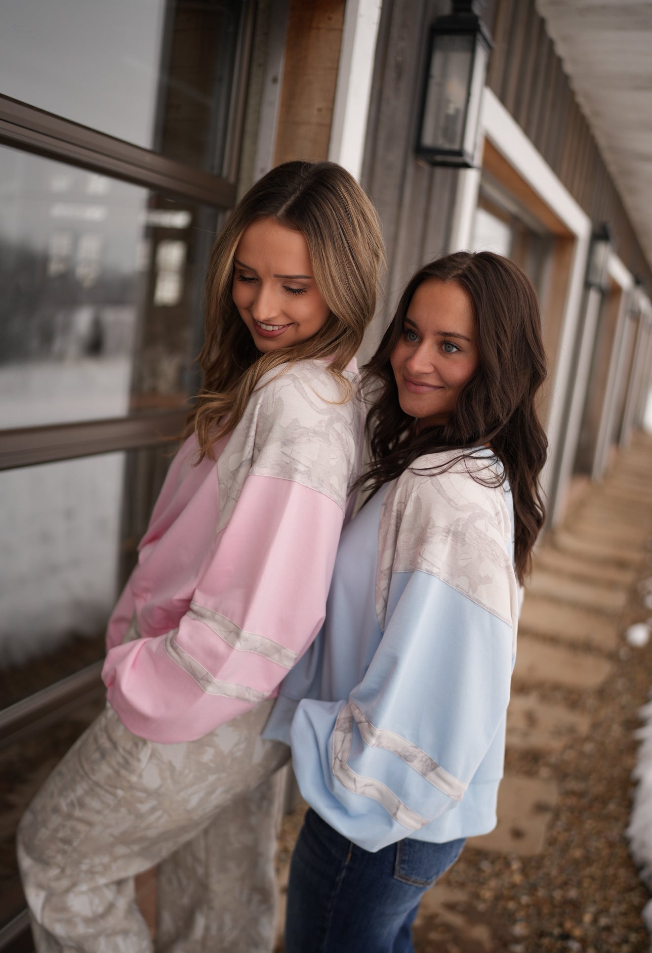 Colorblock Patched Camo Pullover- Blue