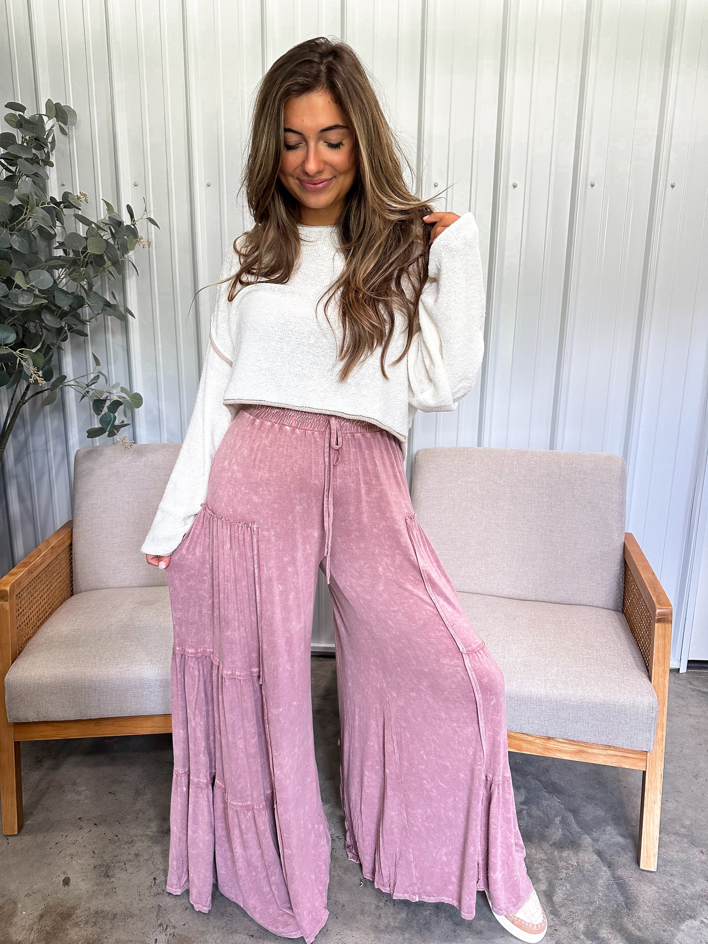 Taren Tiered Pant - Mauve