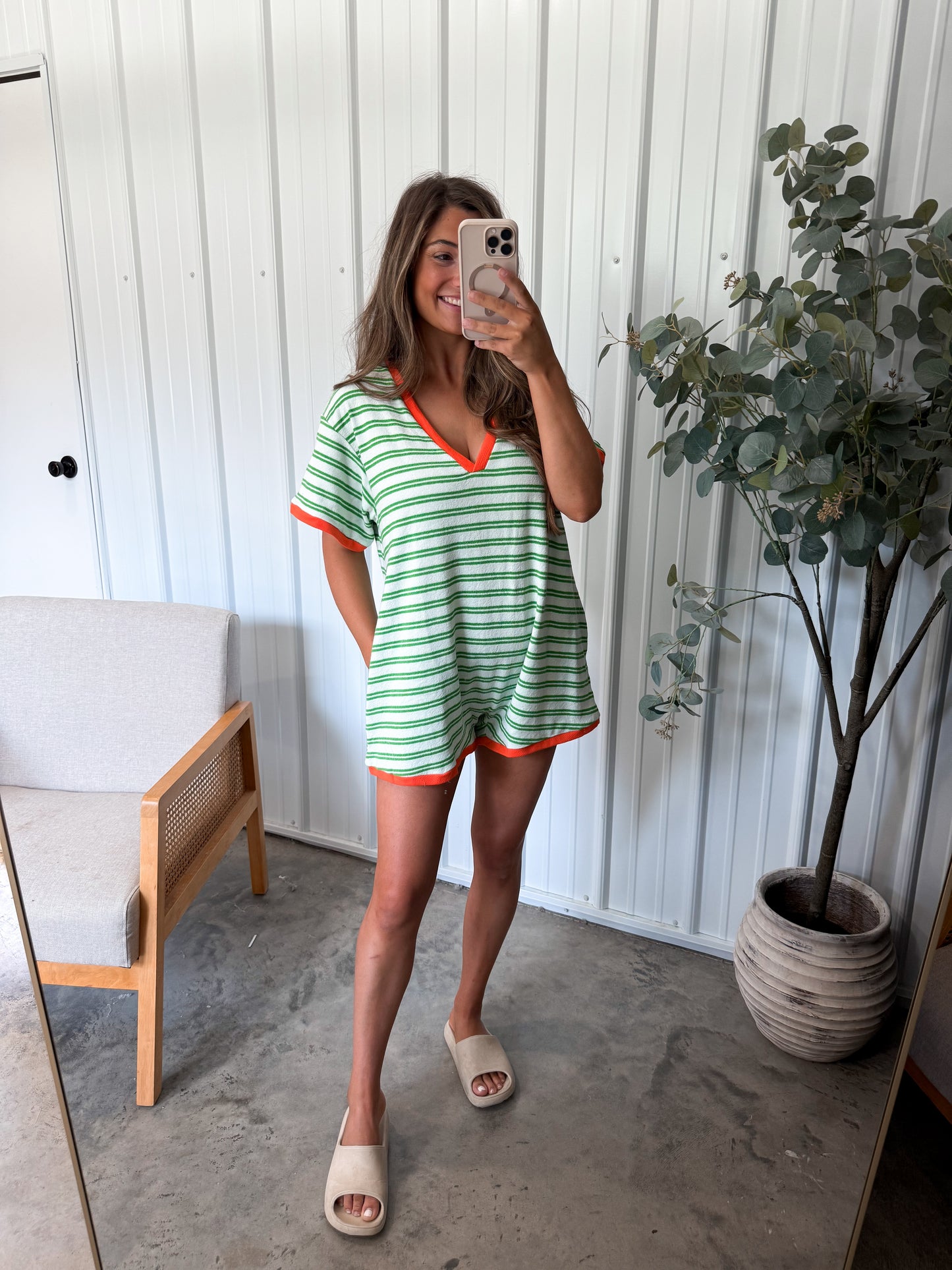 By the pool romper- melon