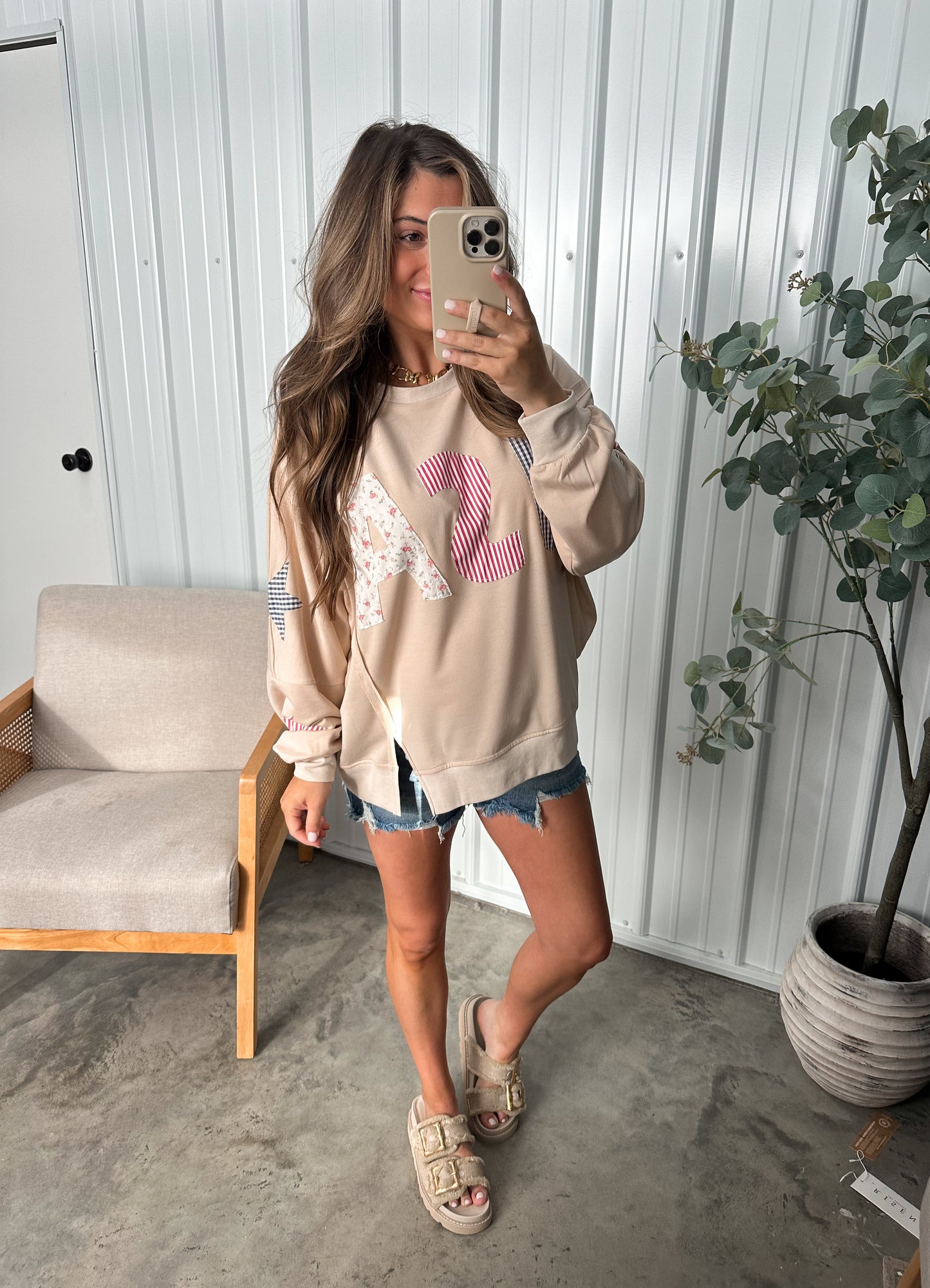 USA Patchwork Pullover