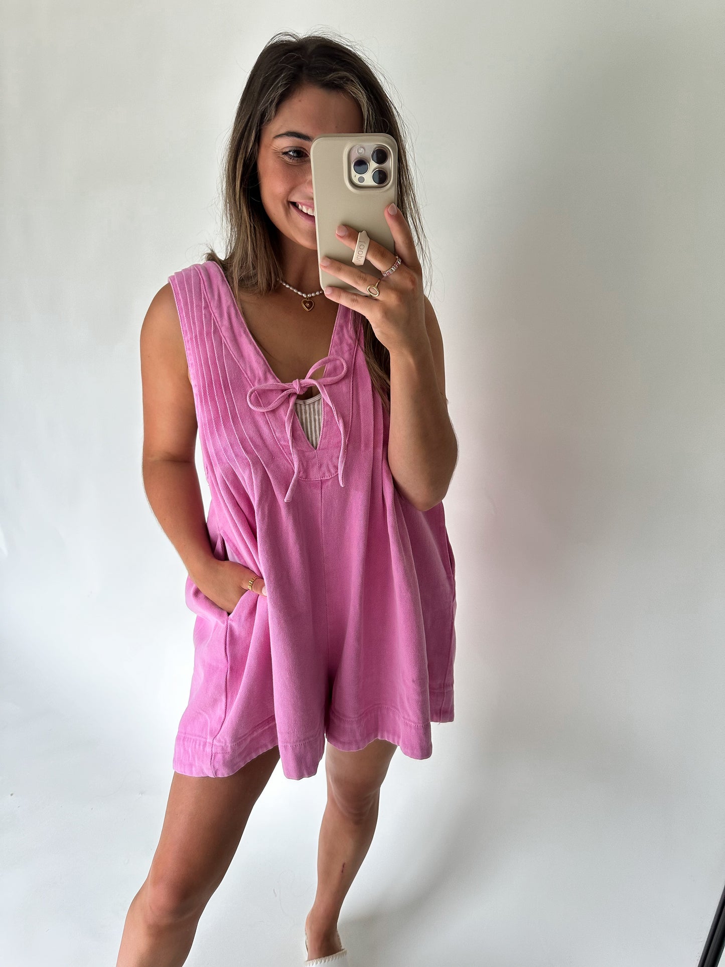 Pinky Promise Denim Romper