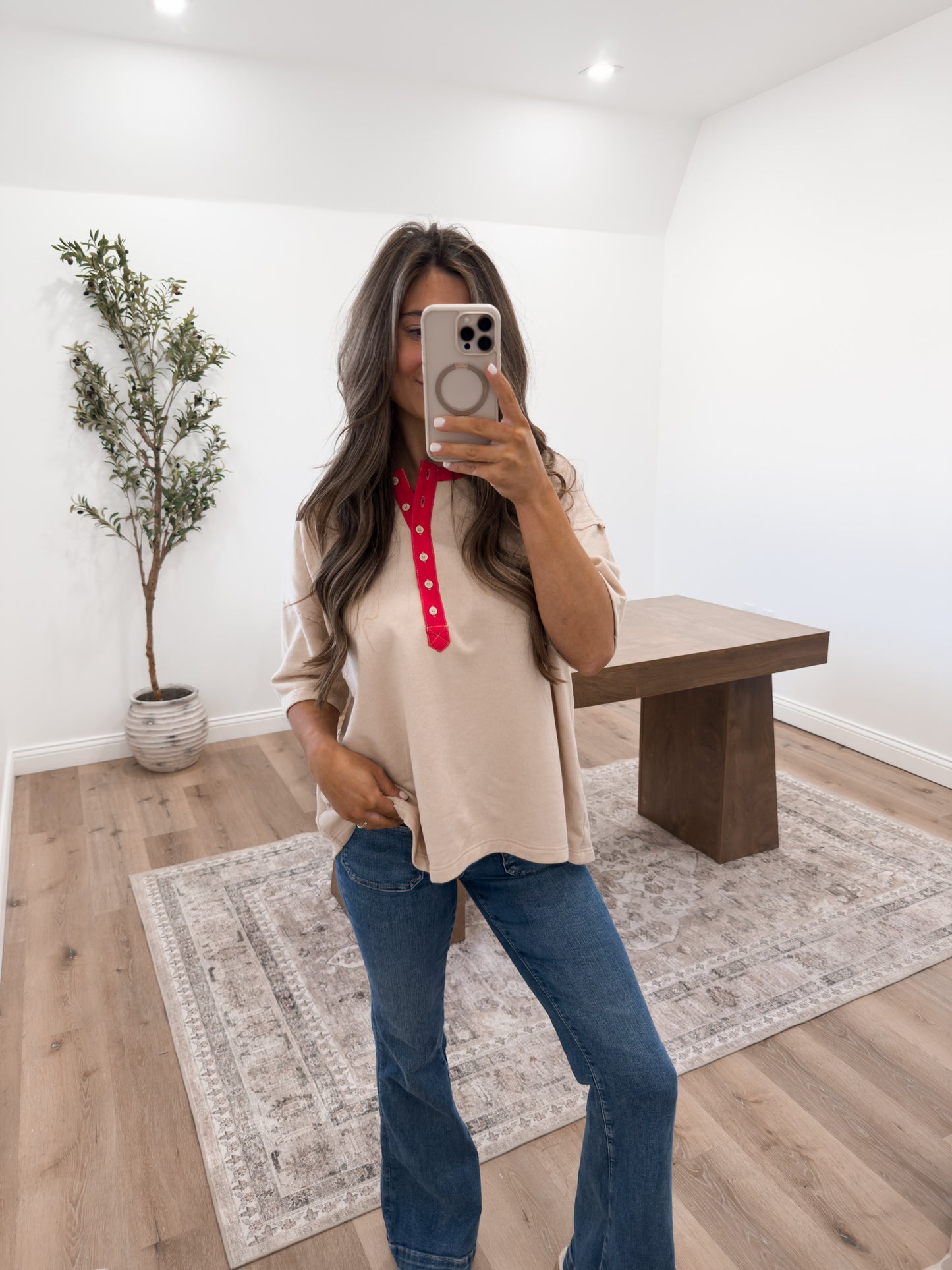 Cranberry Henley Tee