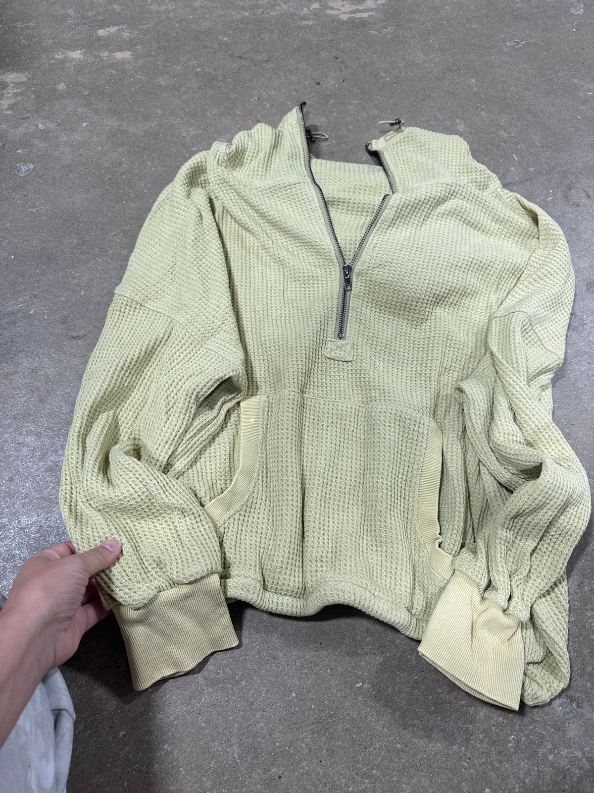 Lime oversized waffleknit half zip - size L