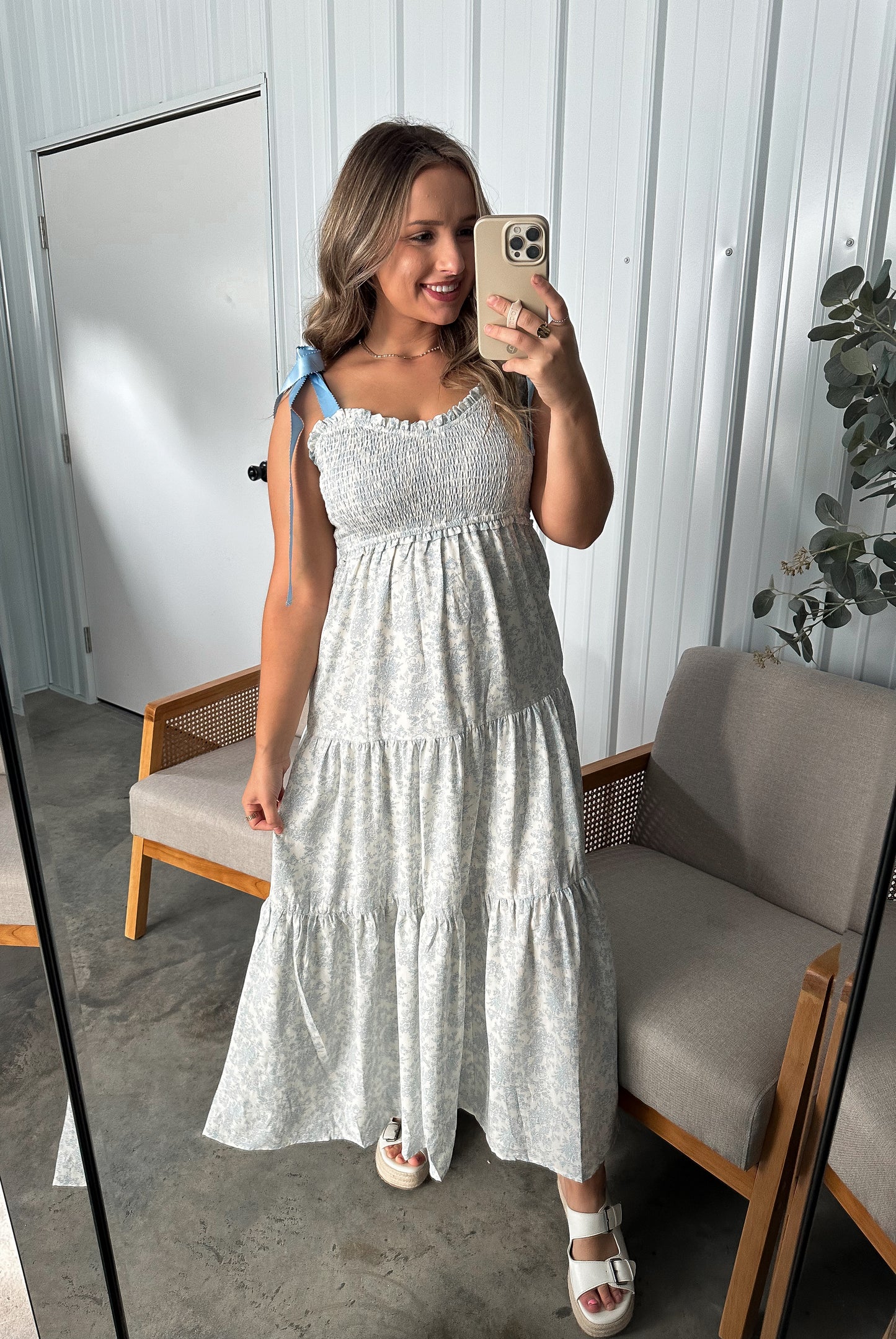 Empire Maxi Dress- Blue Floral