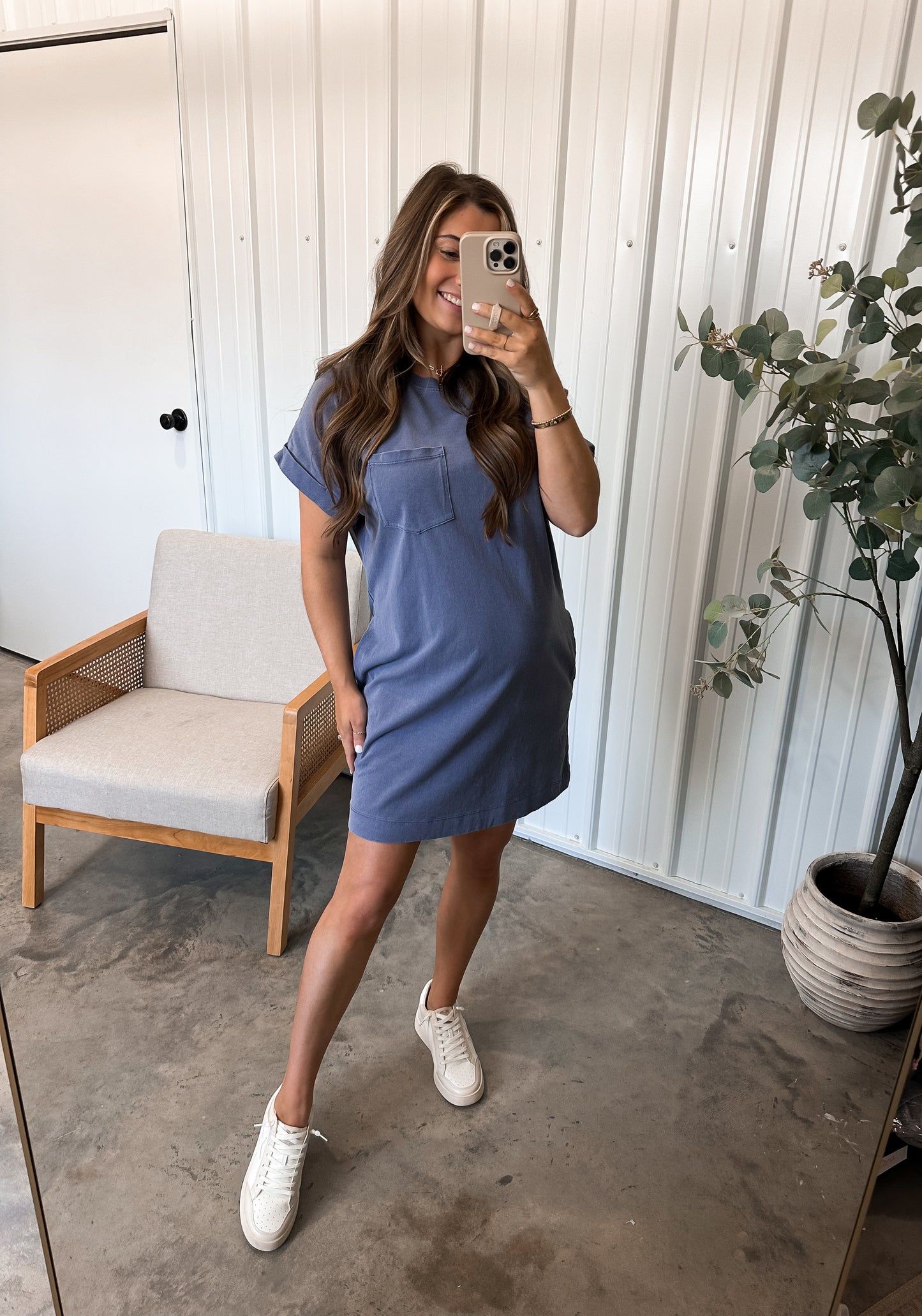 Tansy Tshirt Dress- Dusty Indigo