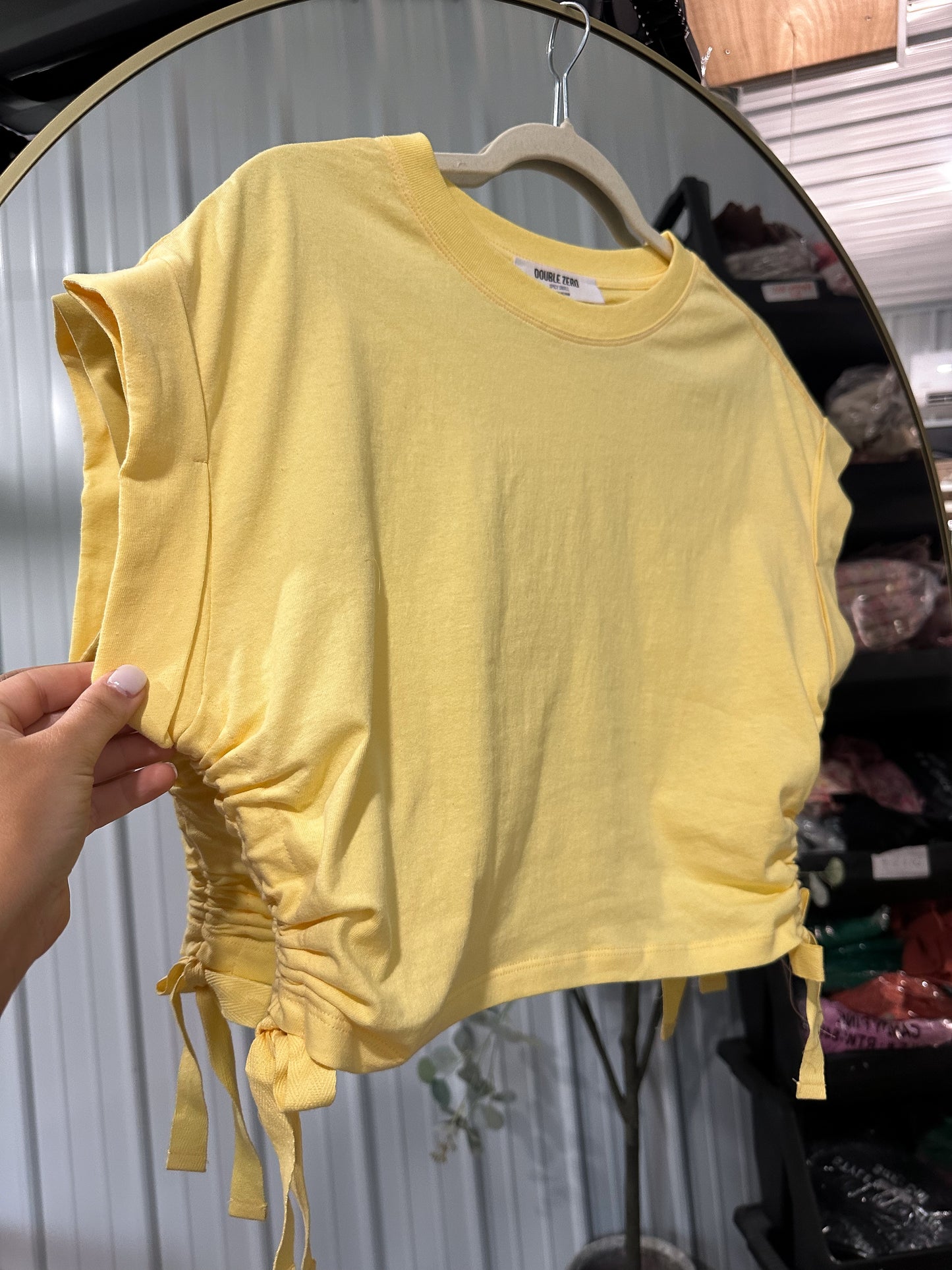 Side Tie Boxy Tee- Creamy Yellow