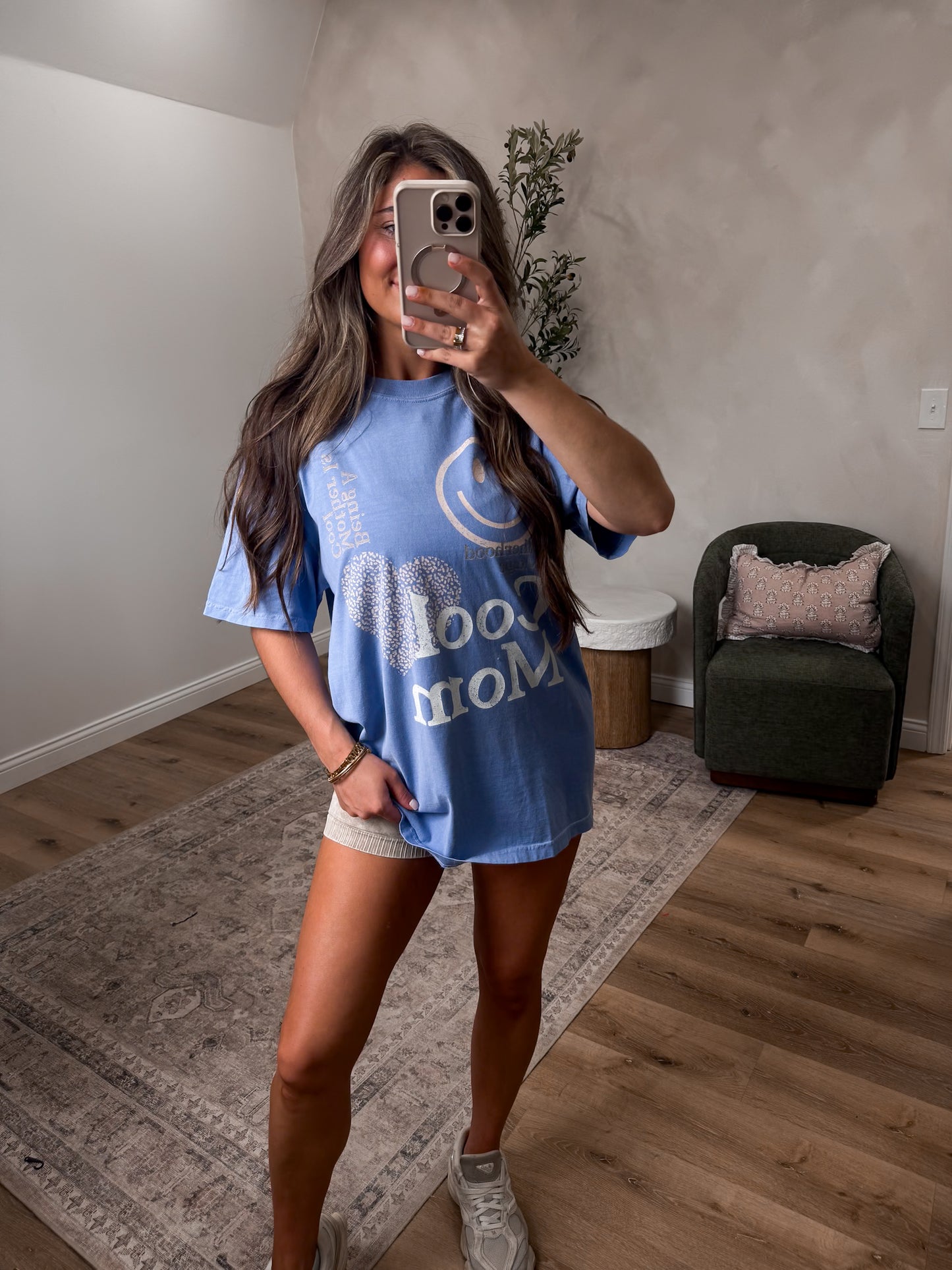 She's a Cool Mom Tee - washed denim