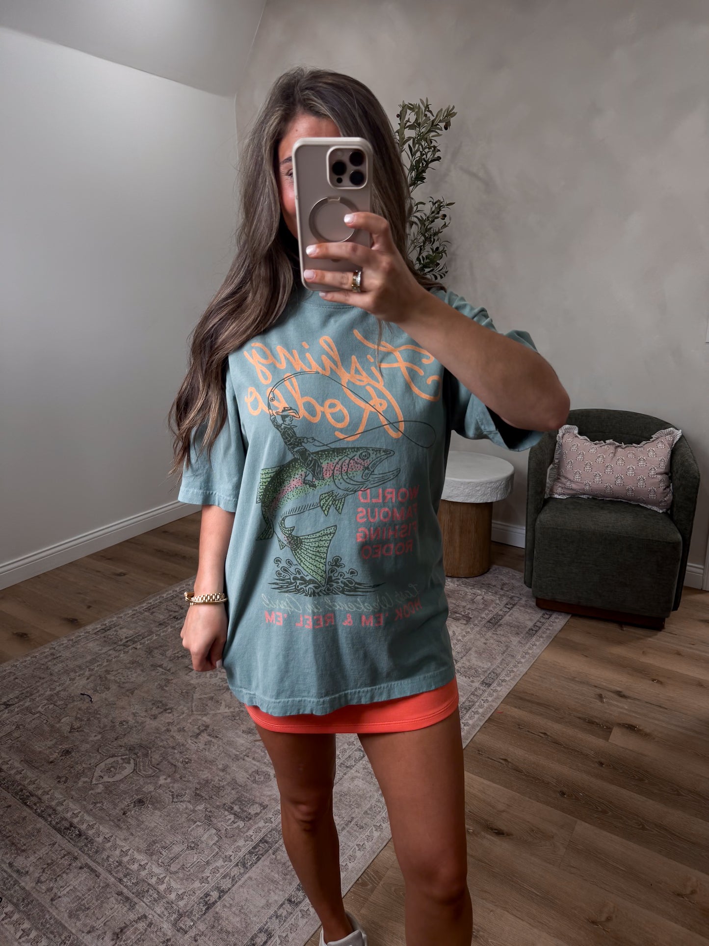 Fishing Rodeo Boxy Tee - arctic green