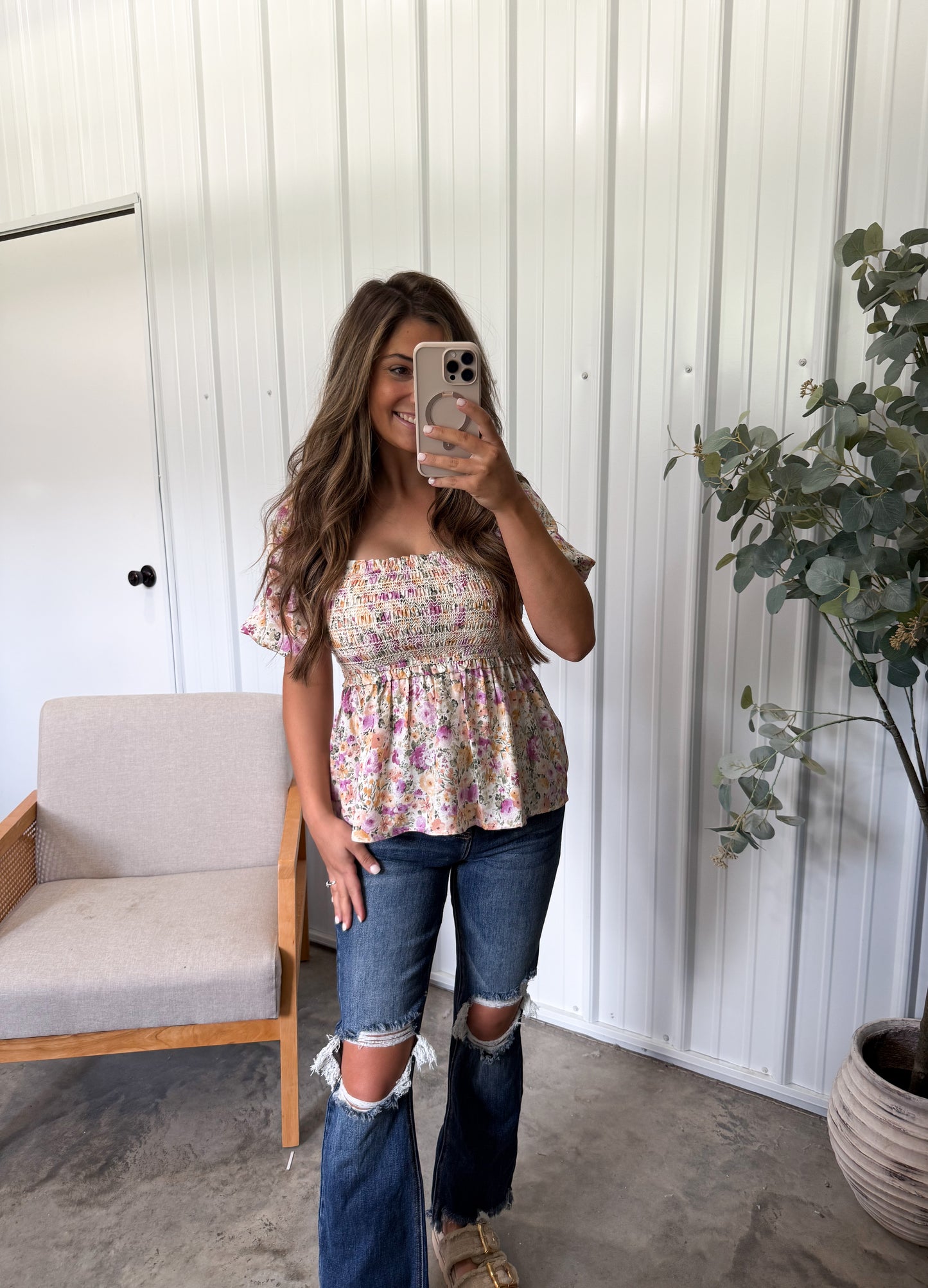 Pennie Peplum Top- Floral